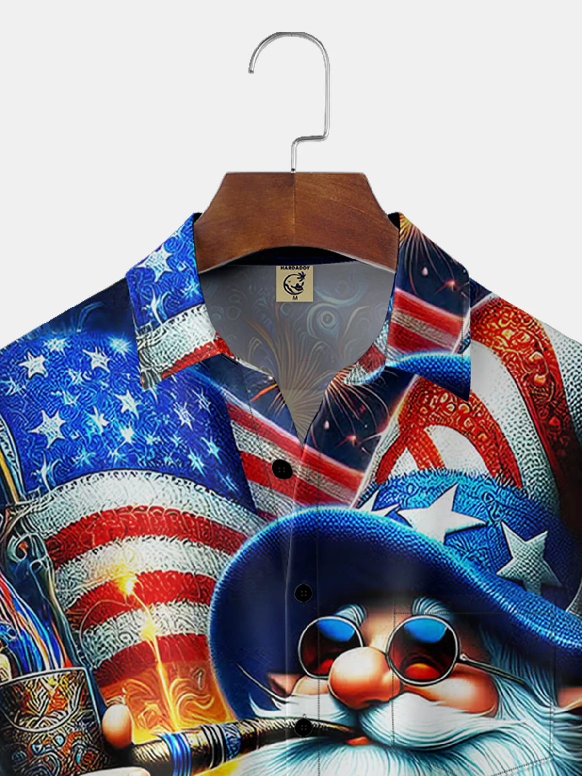 Moisture-wicking American Flag Gnome Chest Pocket Hawaiian Shirt