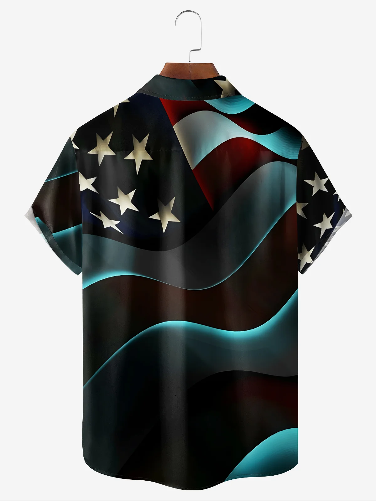 Moisture-wicking American Flag Gnome Chest Pocket Hawaiian Shirt
