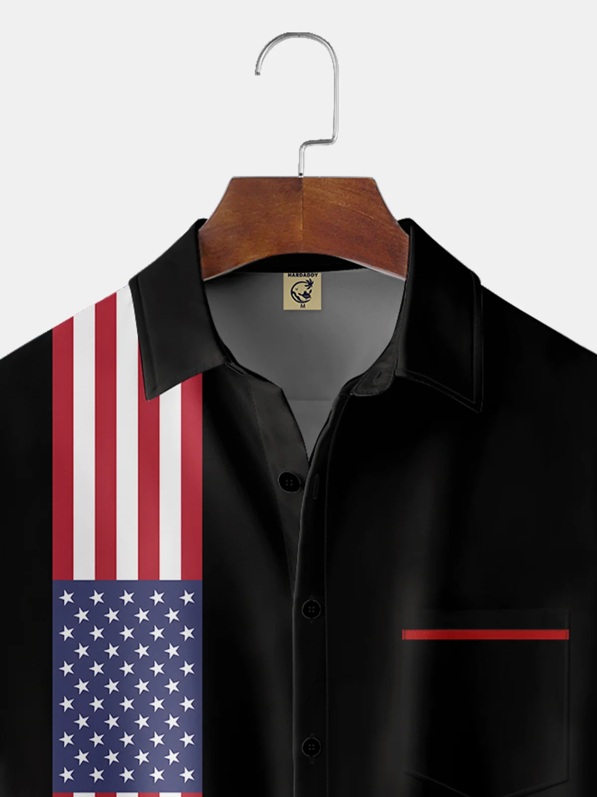 Hardaddy Moisture-wicking American Flag Chest Pocket Casual Shirt
