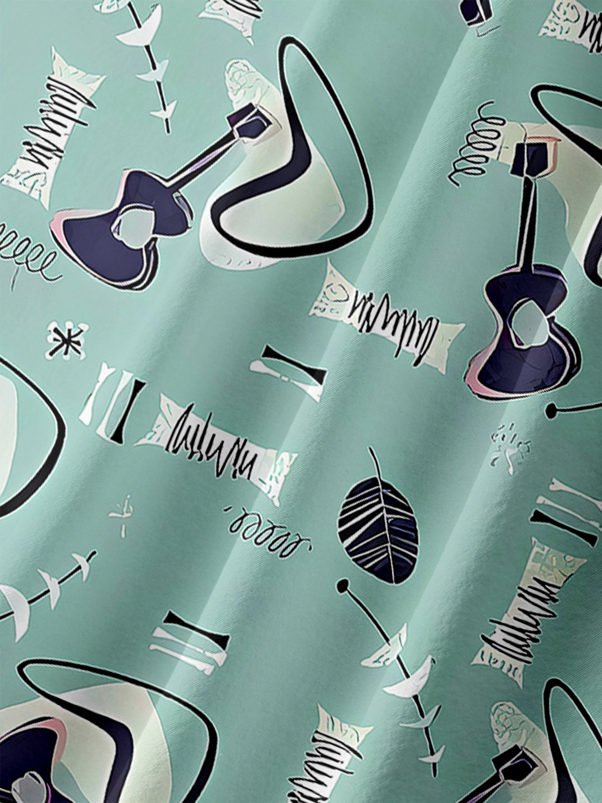 Moisture-wicking Medieval Geometry Guitar Chest Pocket Hawaiian Shirt