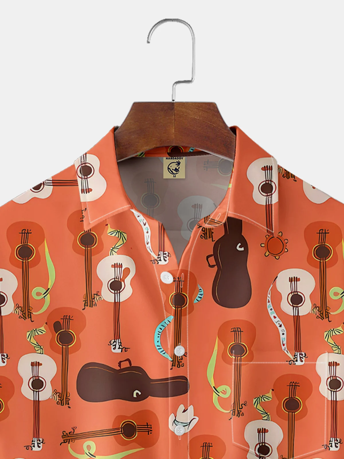 Moisture-wicking Medieval Guitar Chest Pocket Hawaiian Shirt