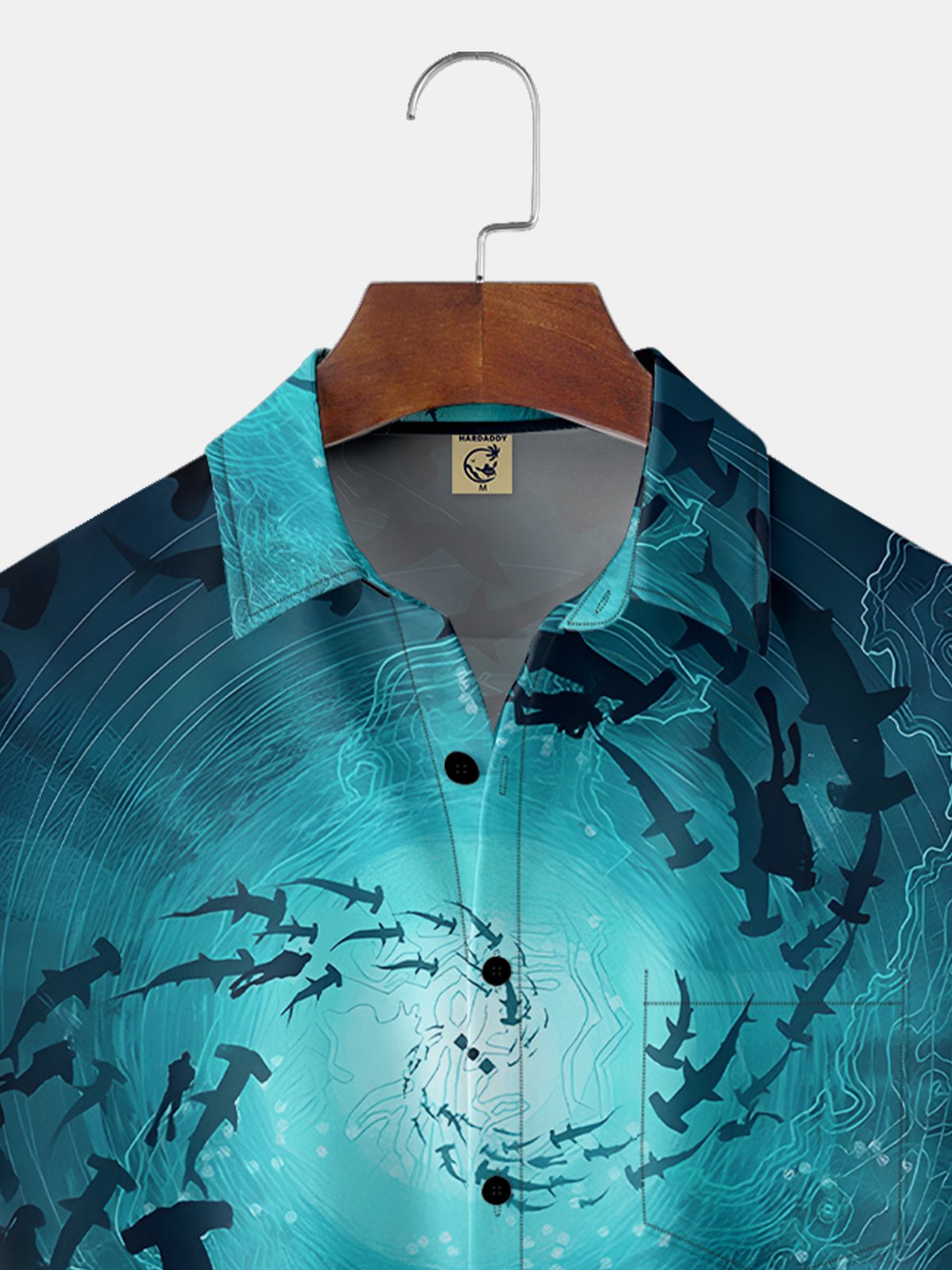 Hardaddy Moisture-wicking Marine Animal Chest Pocket Hawaiian Shirt