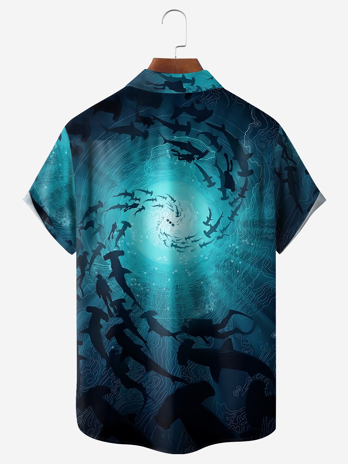 Moisture-wicking Marine Animal Chest Pocket Hawaiian Shirt