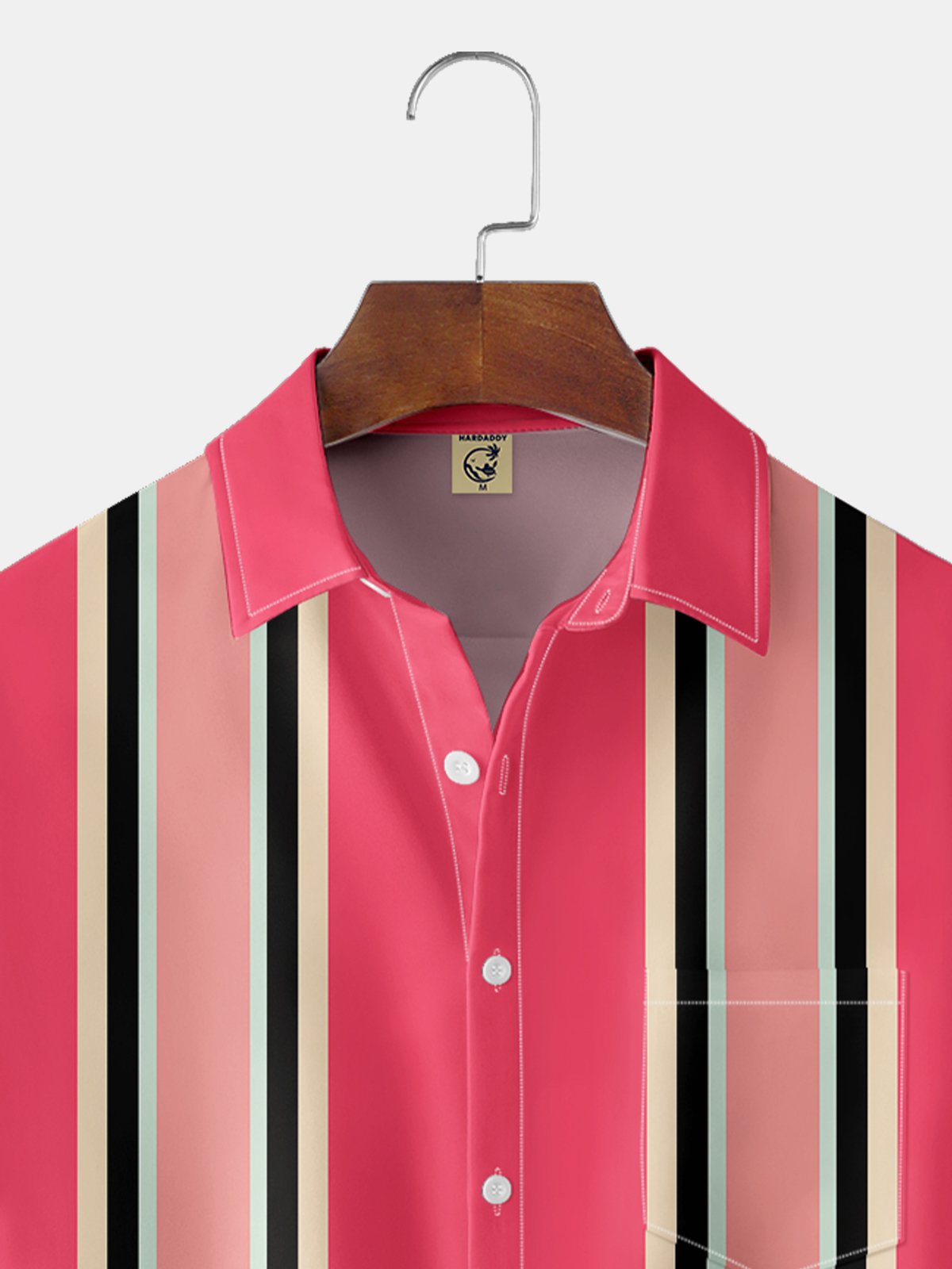 Moisture-wicking Geometry Color Block Chest Pocket Bowling Shirt