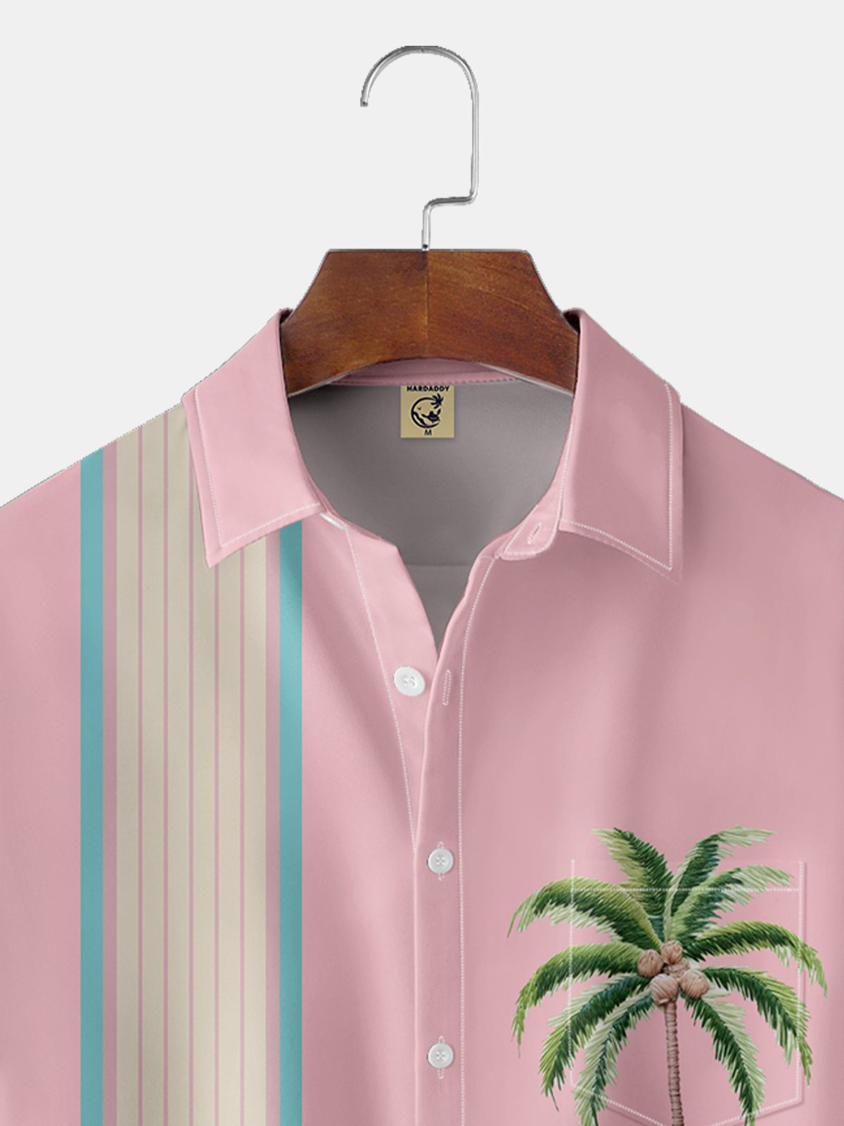 Moisture-wicking Coconut Tree Chest Pocket Bowling Shirt