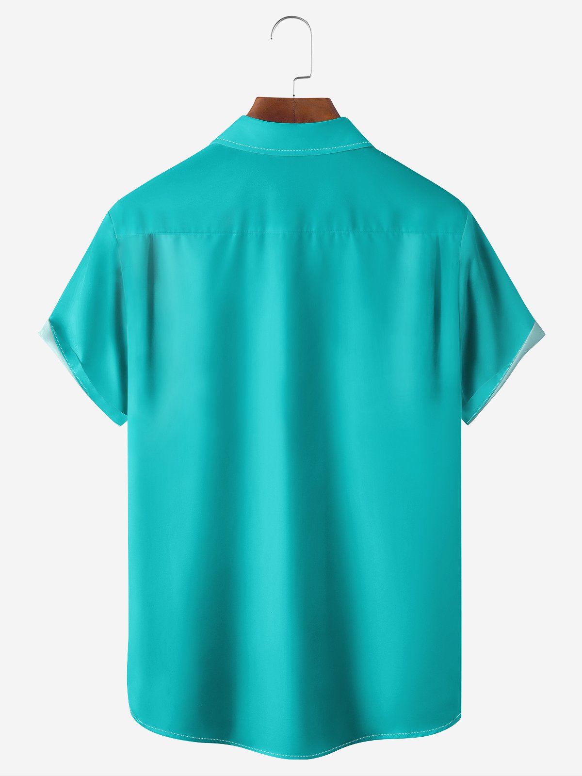 Moisture-wicking Geometry Color Block Chest Pocket Bowling Shirt