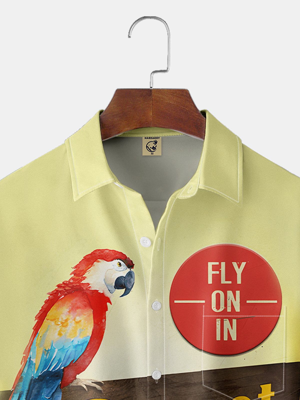 Moisture-wicking Parrot Letters Chest Pocket Hawaiian Shirt