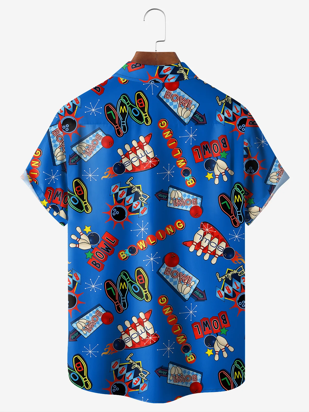 Moisture-Wicking Bowling Ball Geometric Print Chest Pocket Shirt