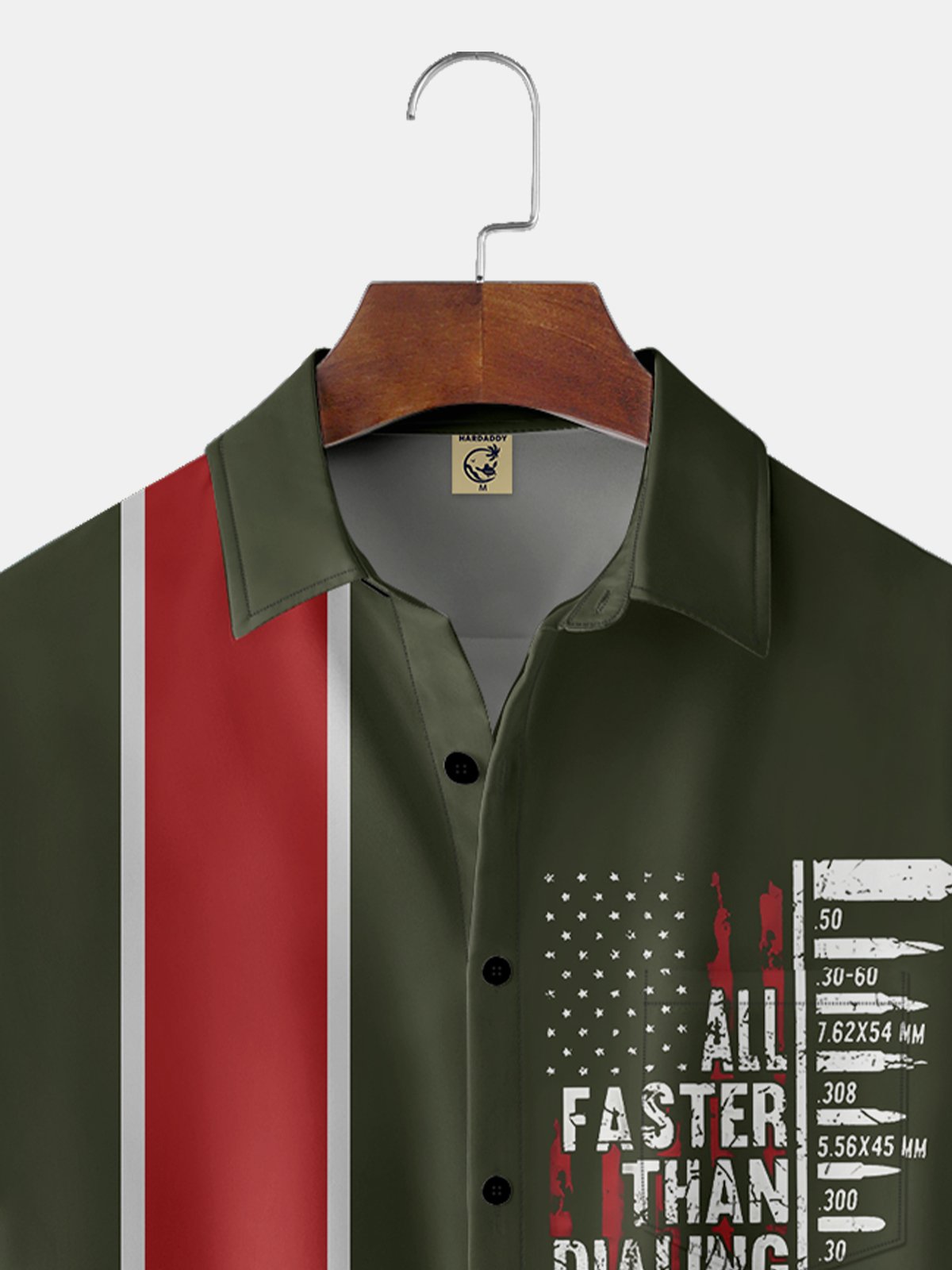 Breathable Memorial Day Chest Pocket Bowling Shirt