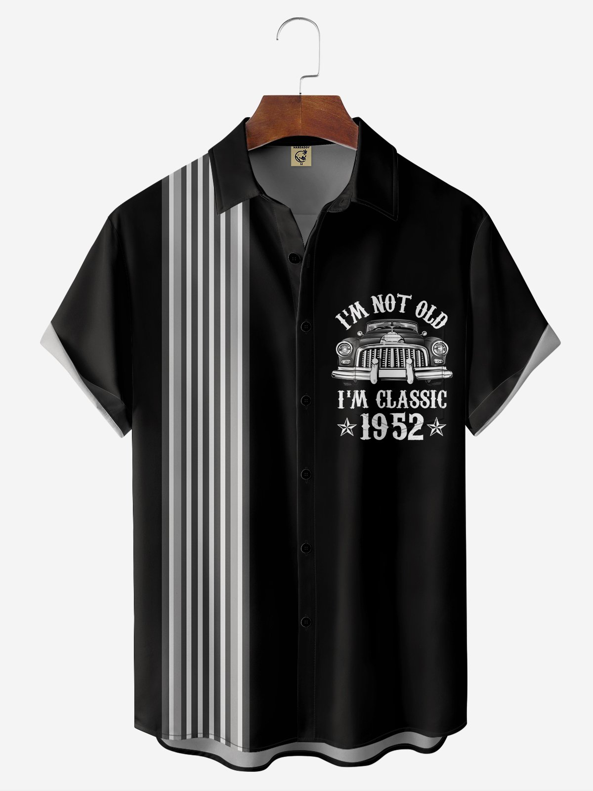 Moisture-wicking Retro Car Chest Pocket Bowling Shirt