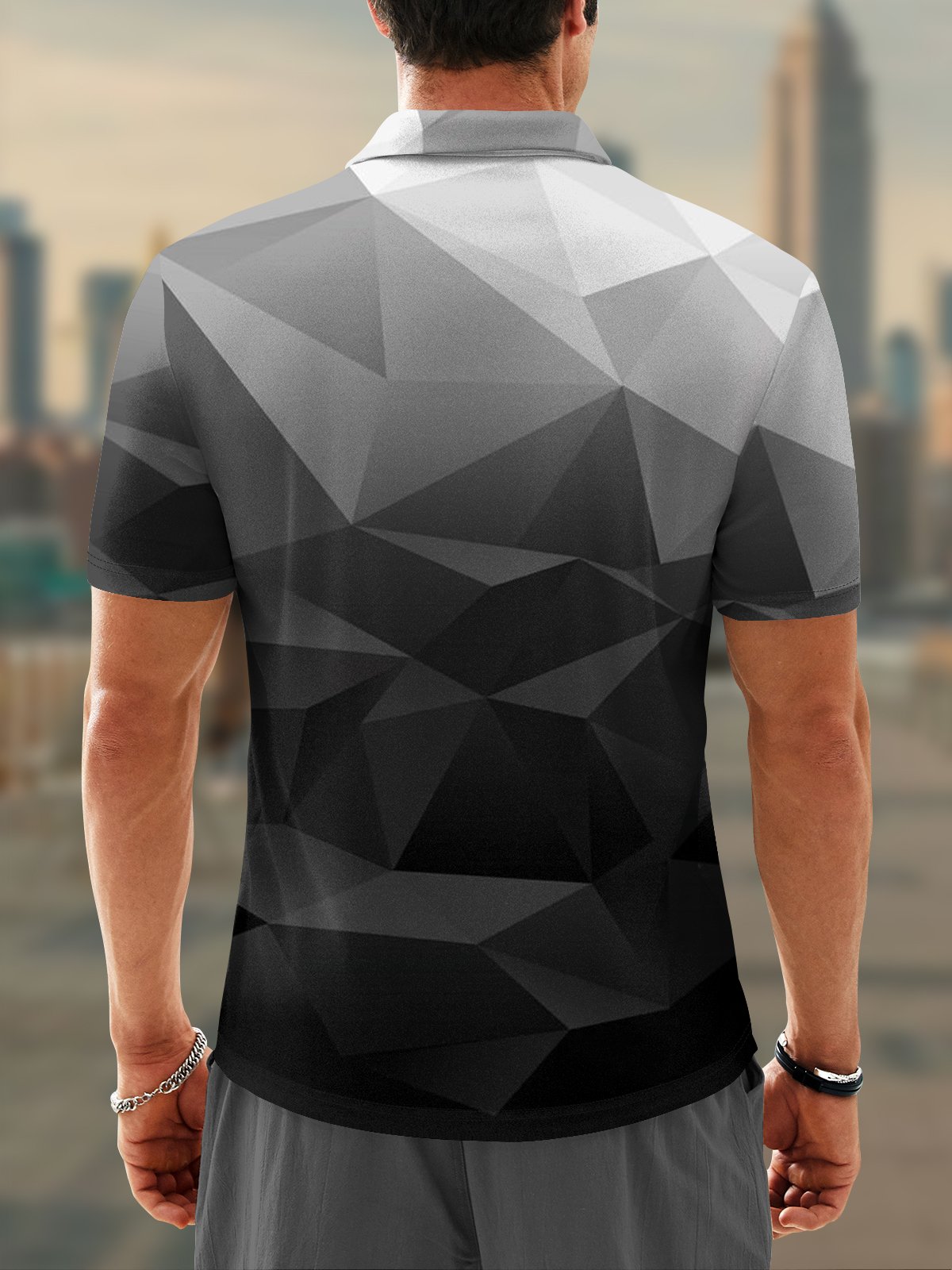 Moisture-wicking Golf Polo 3D Stereo Gradient Geometry
