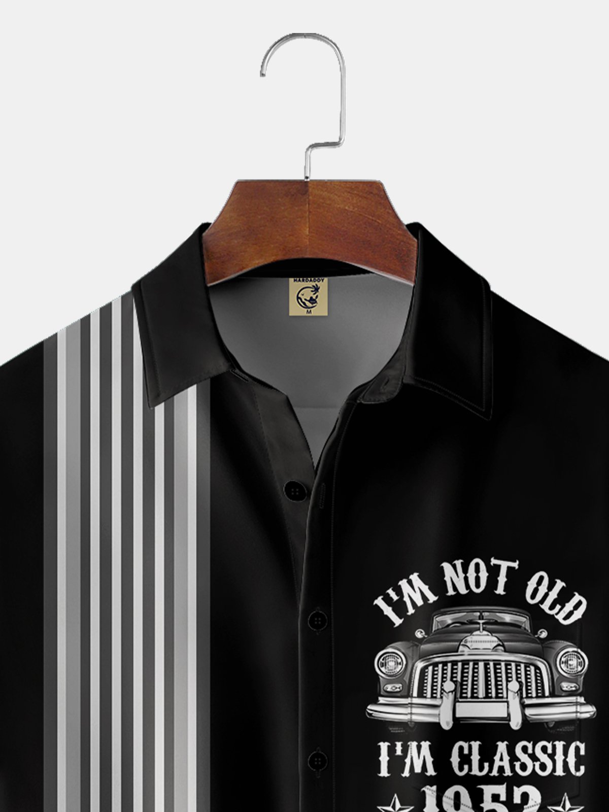 Moisture-wicking Retro Car Chest Pocket Bowling Shirt