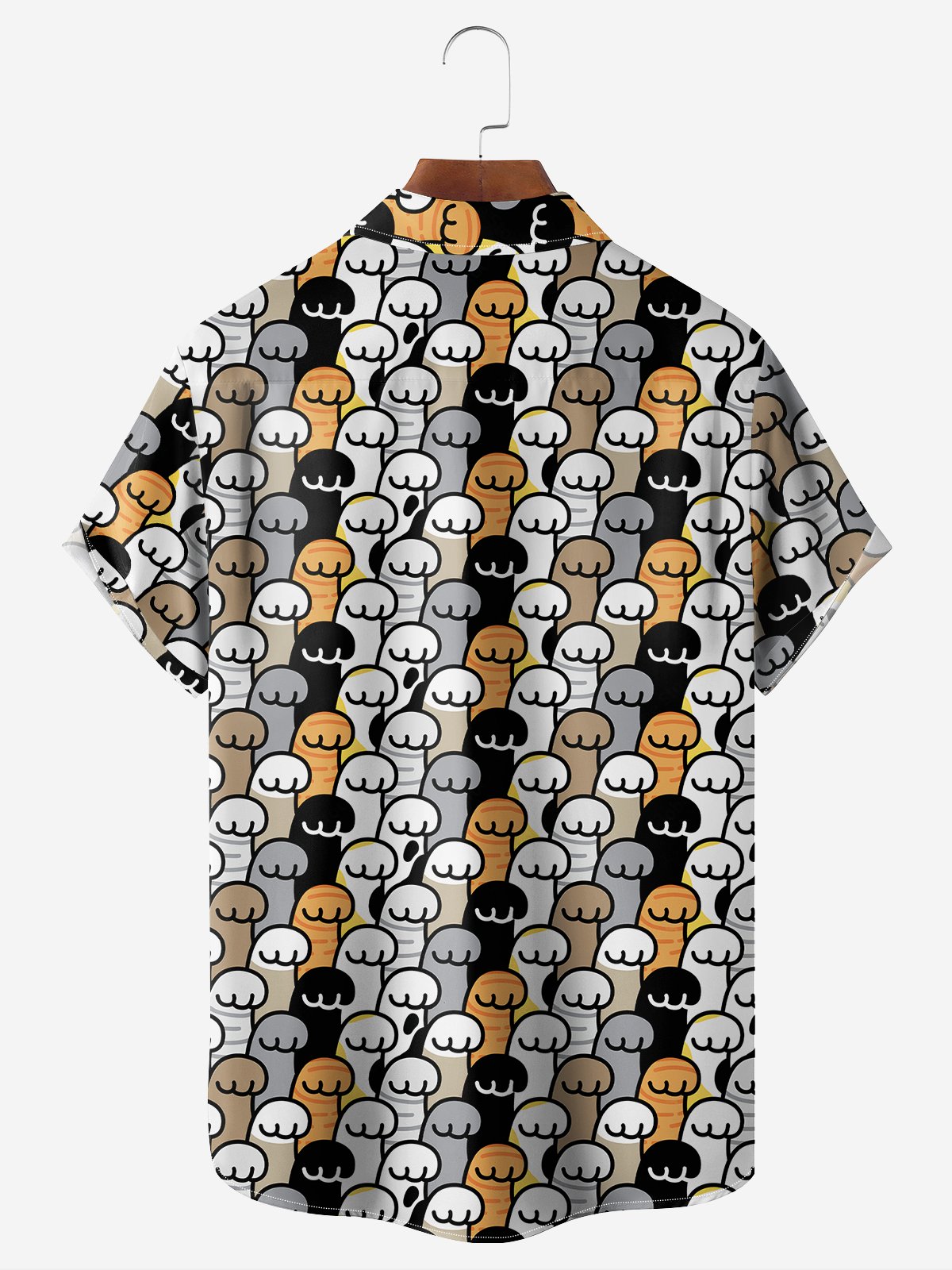 Moisture-Wicking Cat Paw Print Chest Pocket Shirt