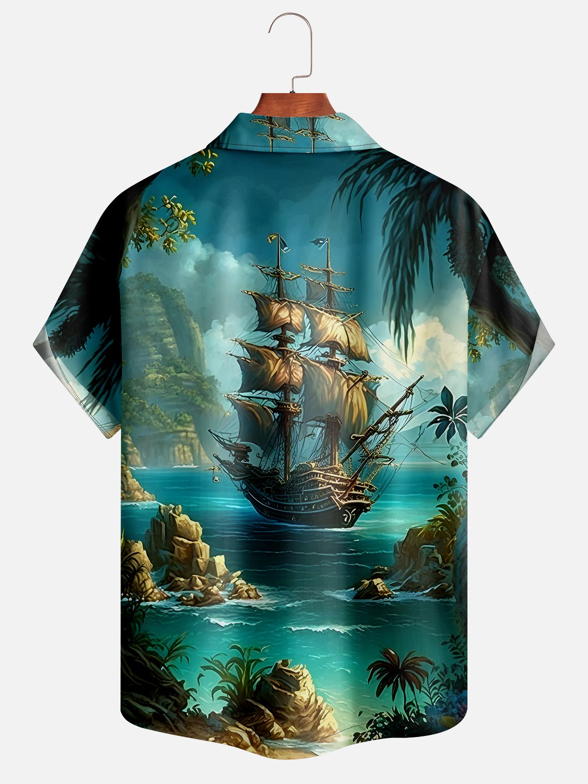 Moisture-wicking Ocean Sailing Hawaiian Shirt