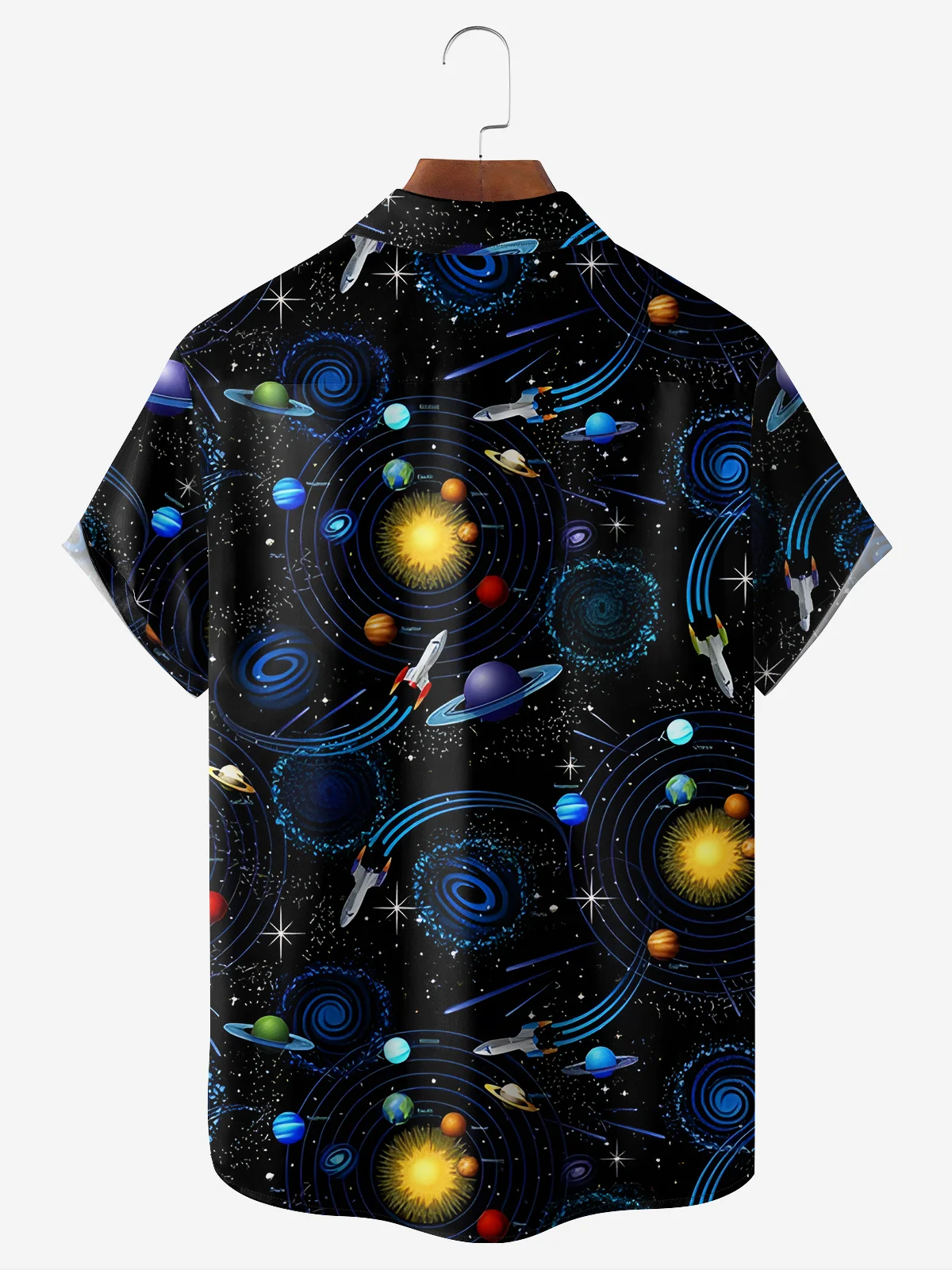 Moisture-wicking Galaxy Chest Pocket Hawaiian Shirt