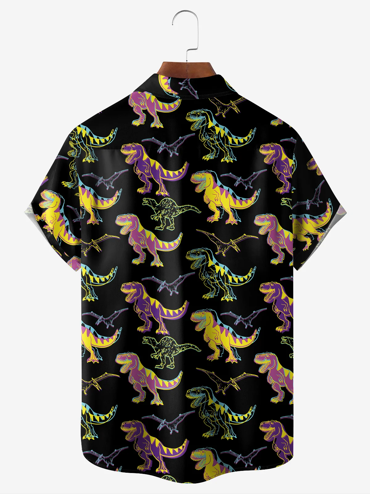 Moisture-Wicking Dinosaur Print Chest Pocket Shirt