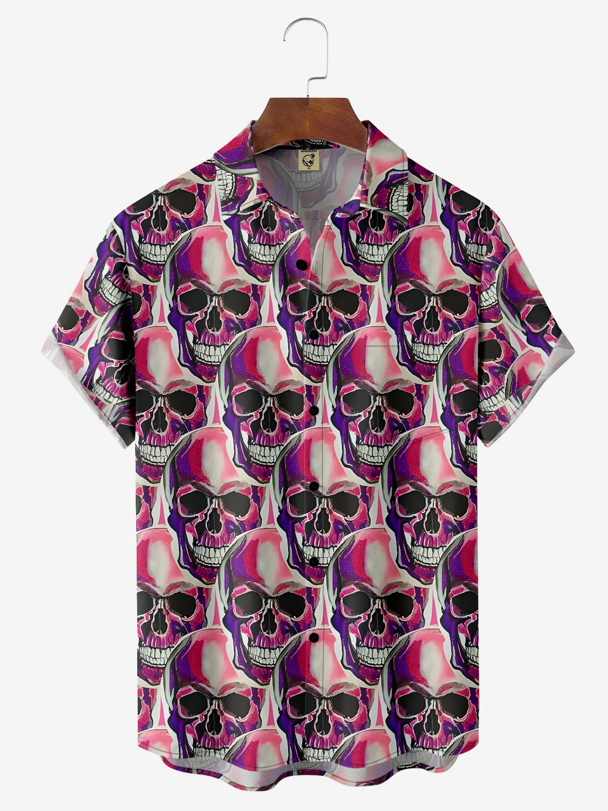 Moisture-wicking Skulls Chest Pocket Hawaiian Shirt