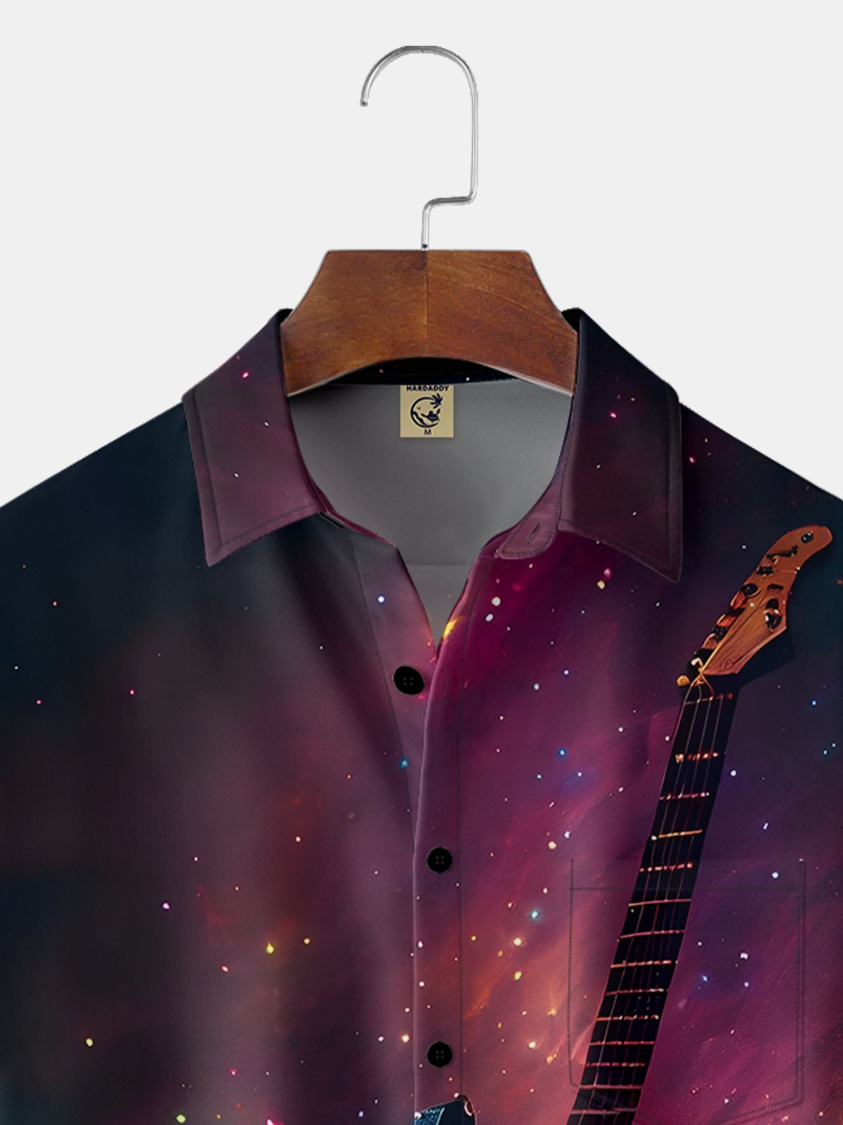 Moisture-wicking Music Guitar Chest Pocket Hawaiian Shirt