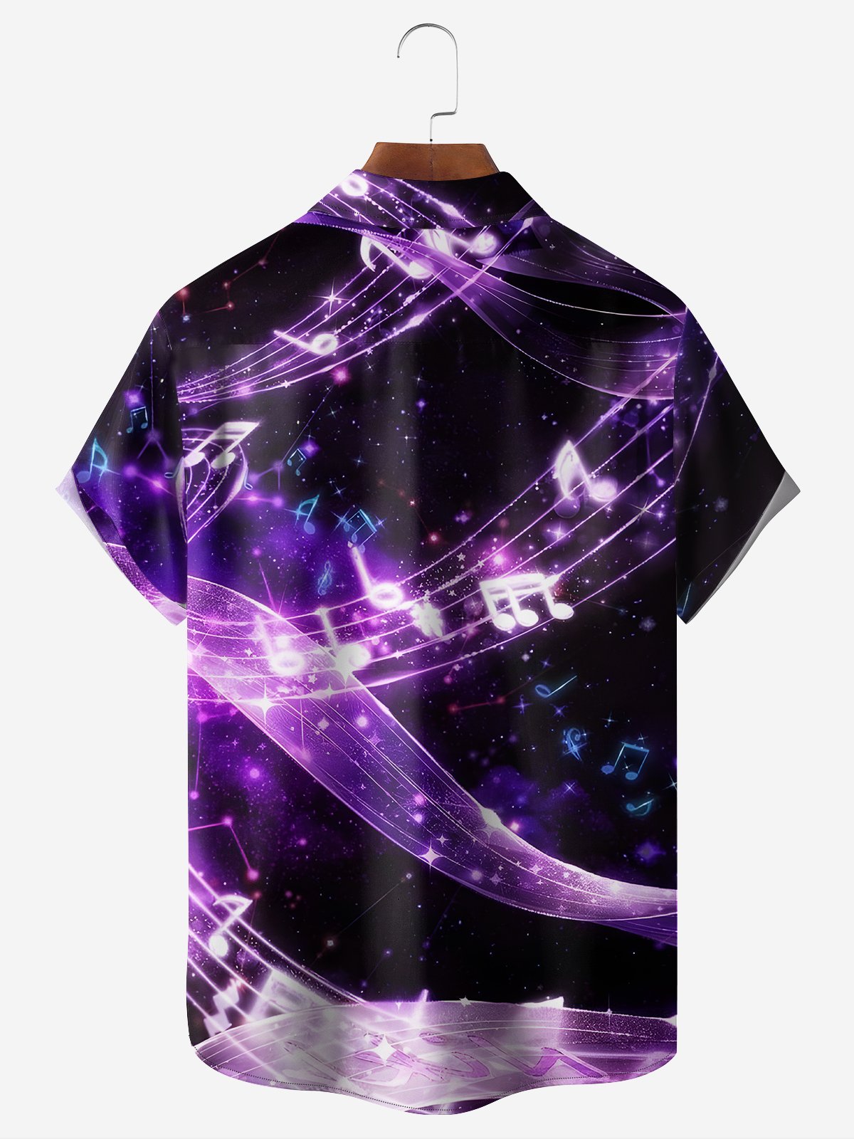 Moisture-wicking Music Notes Chest Pocket Hawaiian Shirt