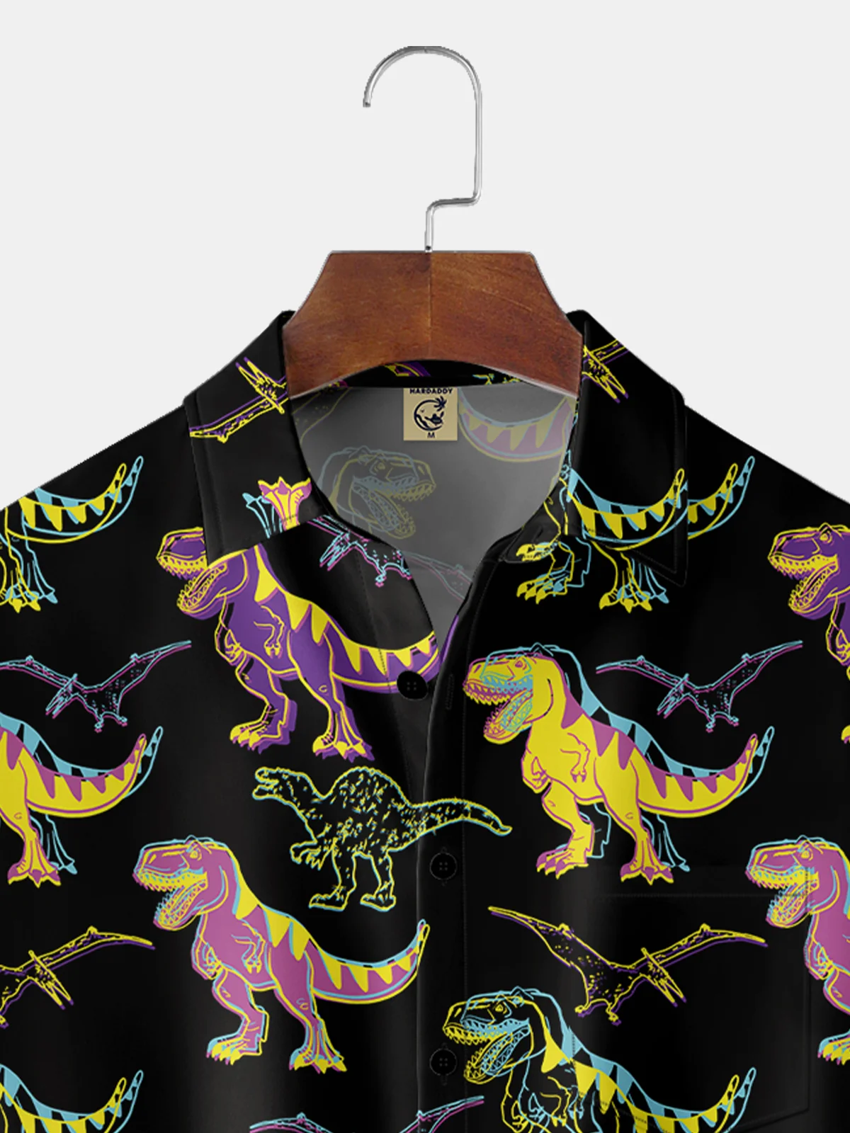 Moisture-Wicking Dinosaur Print Chest Pocket Shirt