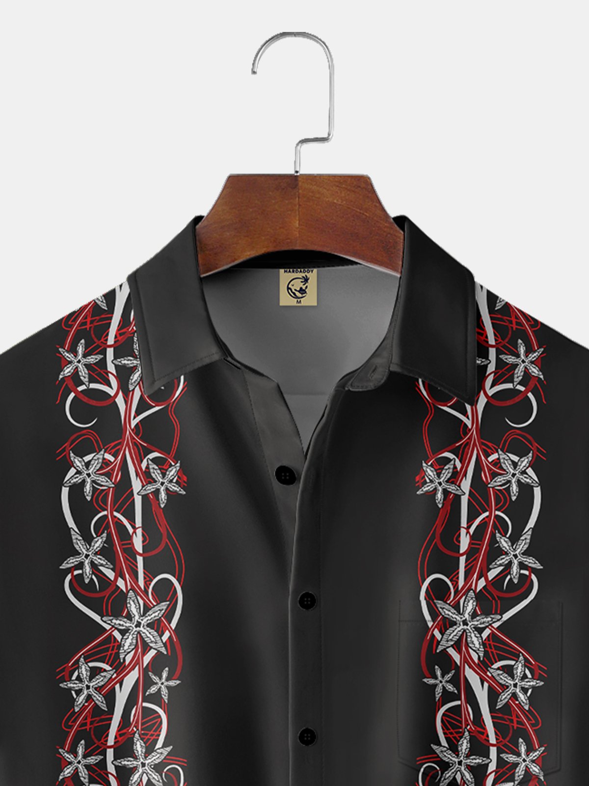 Moisture-Wicking Botanical Floral Chest Pocket Bowling Shirt