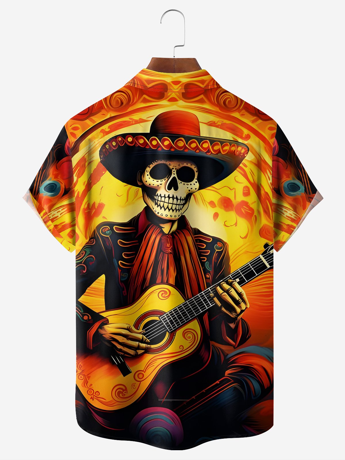 Moisture-wicking Mexican Music Chest Pocket Hawaiian Shirt