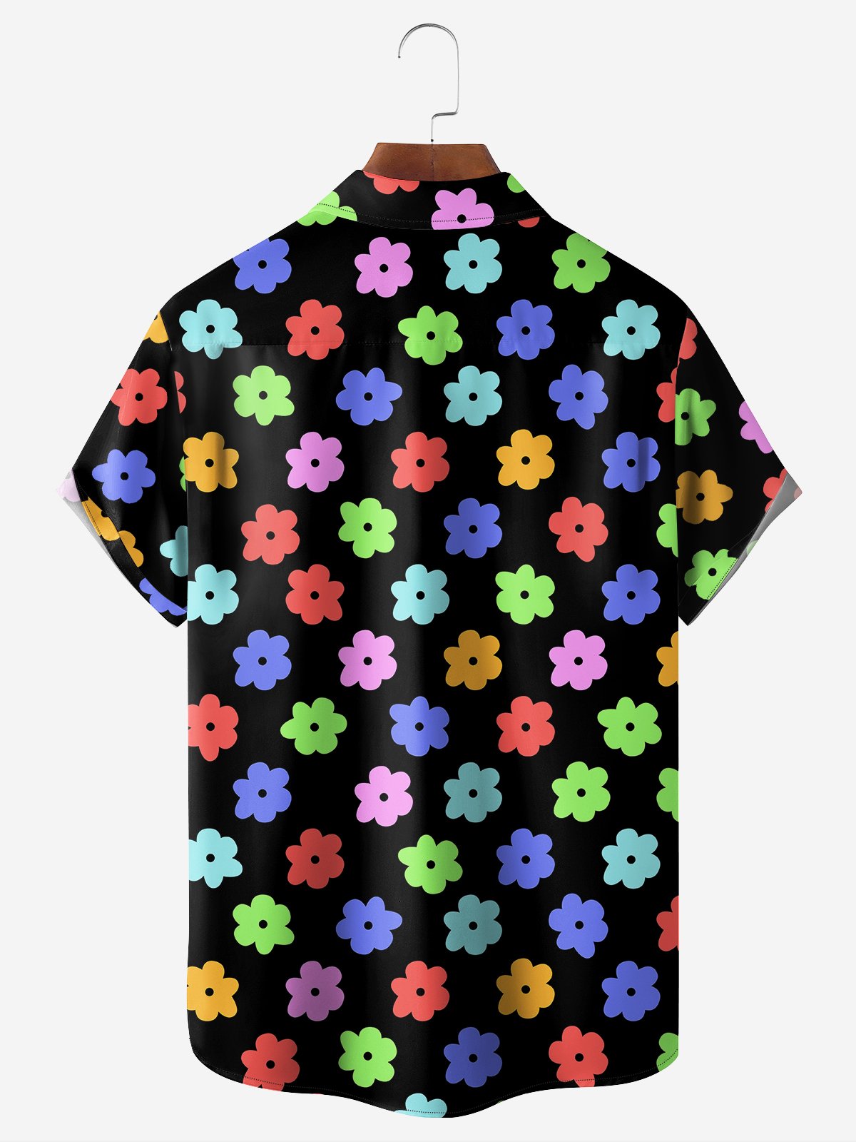 Moisture-Wicking Cartoon Floral Print Chest Pocket Shirt