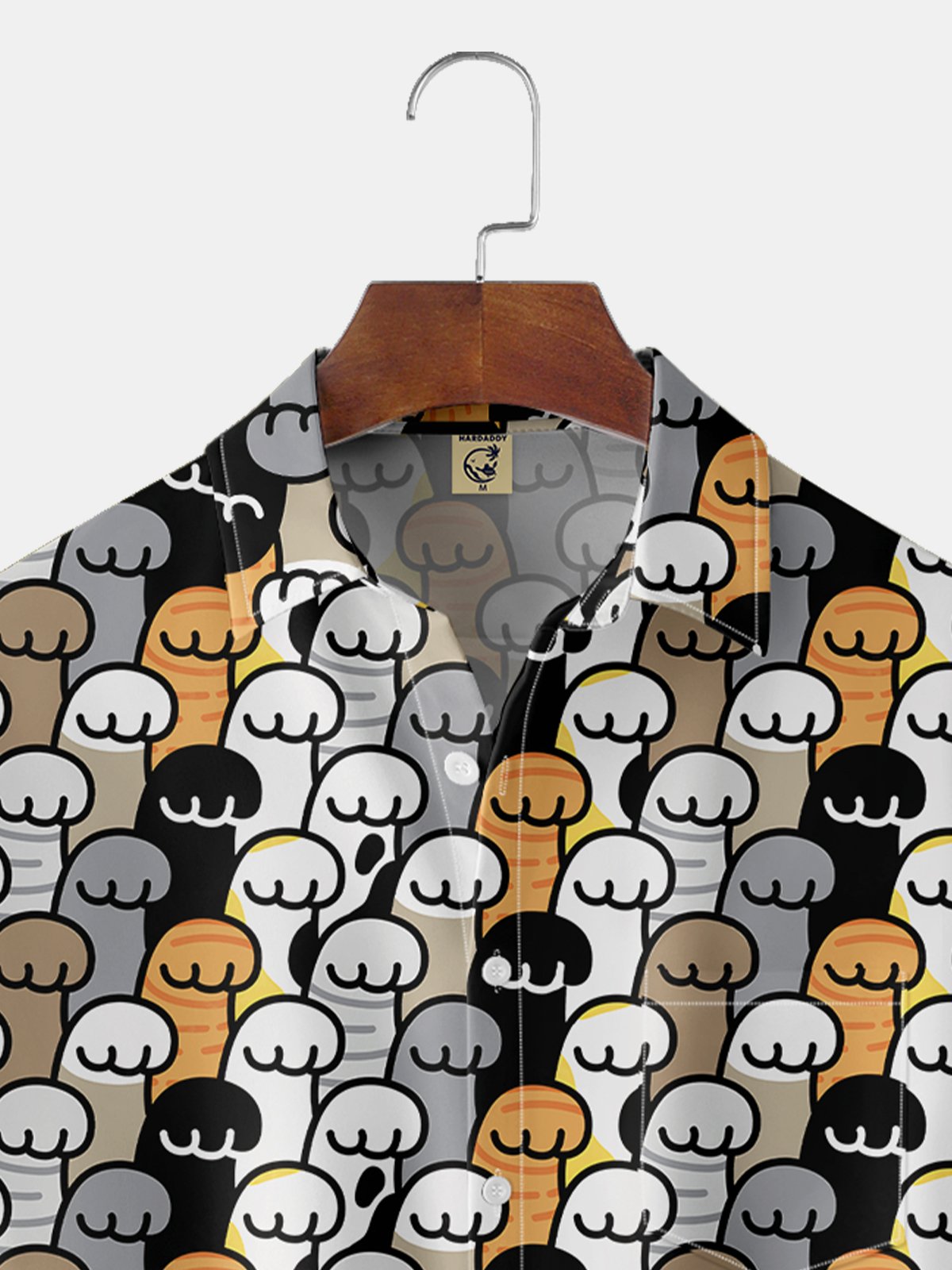 Moisture-Wicking Cat Paw Print Chest Pocket Shirt