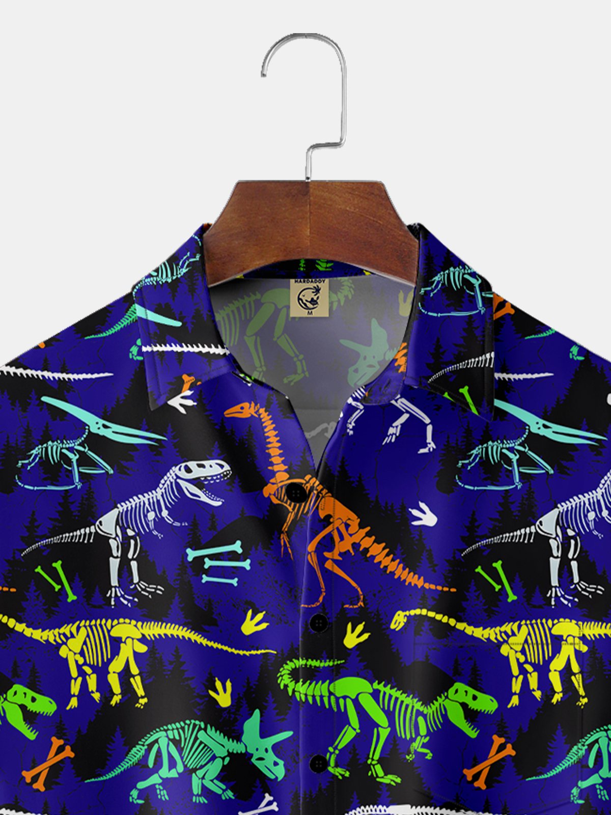 Moisture-Wicking Dinosaur Chest Pocket Hawaiian Shirt