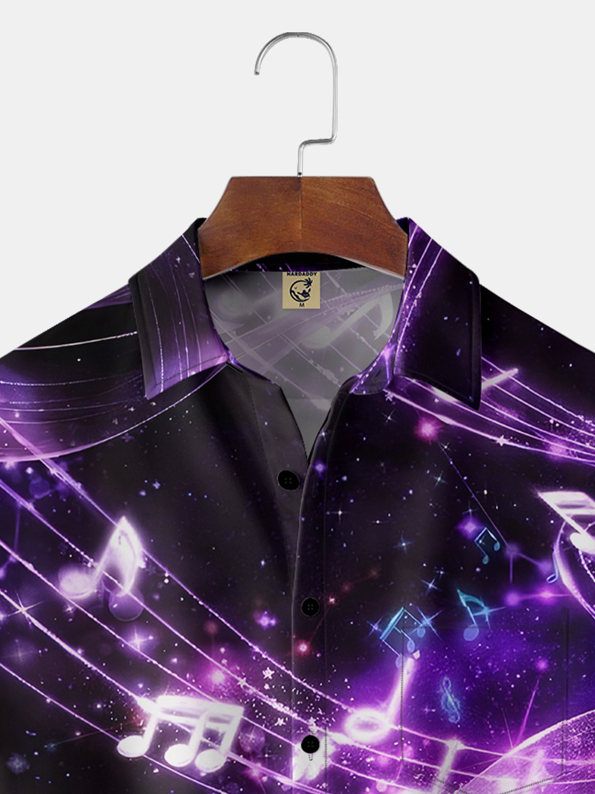 Moisture-wicking Music Notes Chest Pocket Hawaiian Shirt