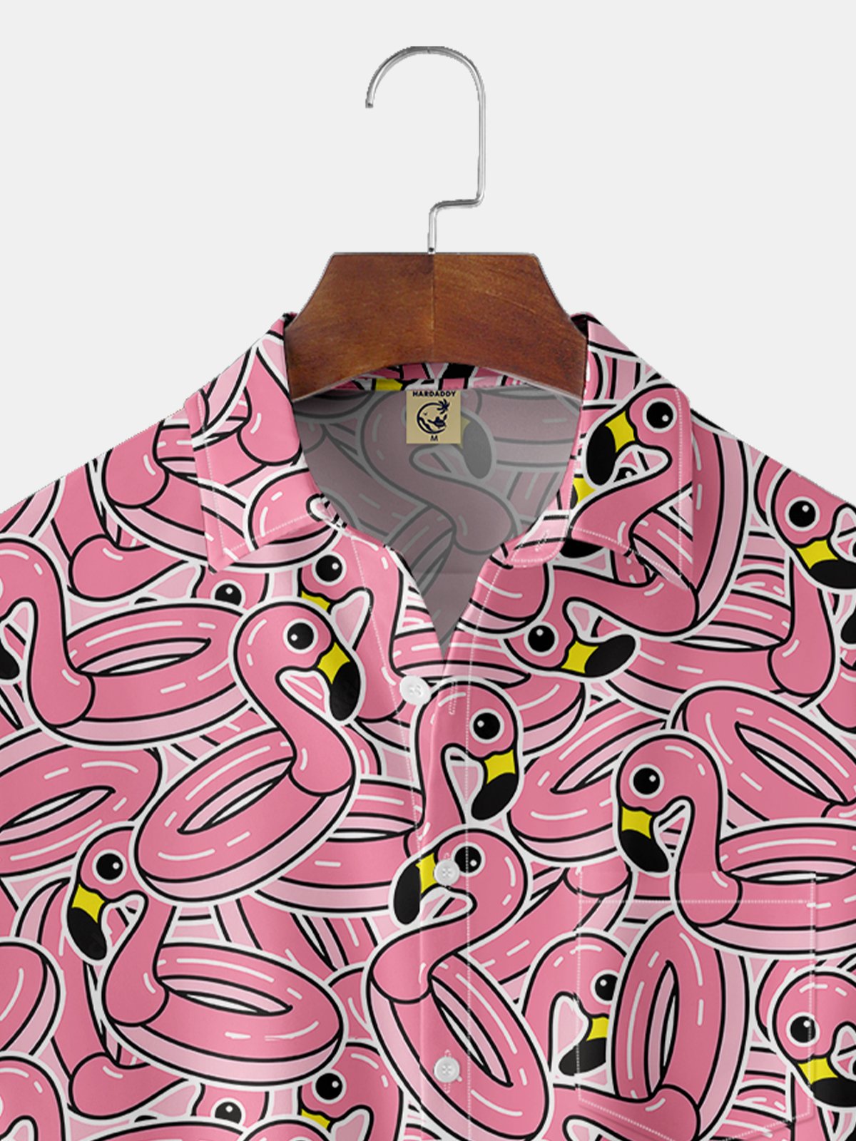 Hardaddy Moisture-Wicking Flamingo Chest Pocket Hawaiian Shirt