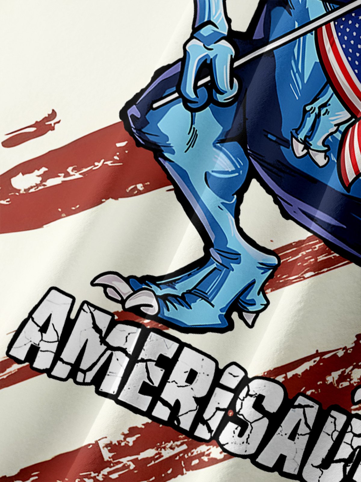 Moisture-wicking American Flag Dinosaur Chest Pocket Hawaiian Shirt