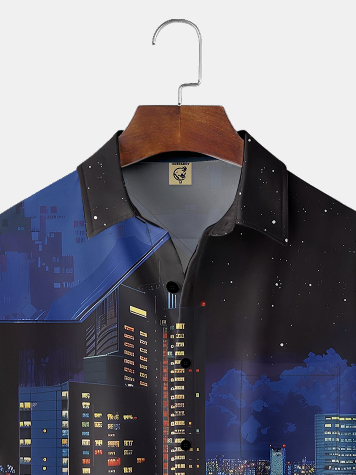 Moisture-wicking City Illustration Chest Pocket Hawaiian Shirt