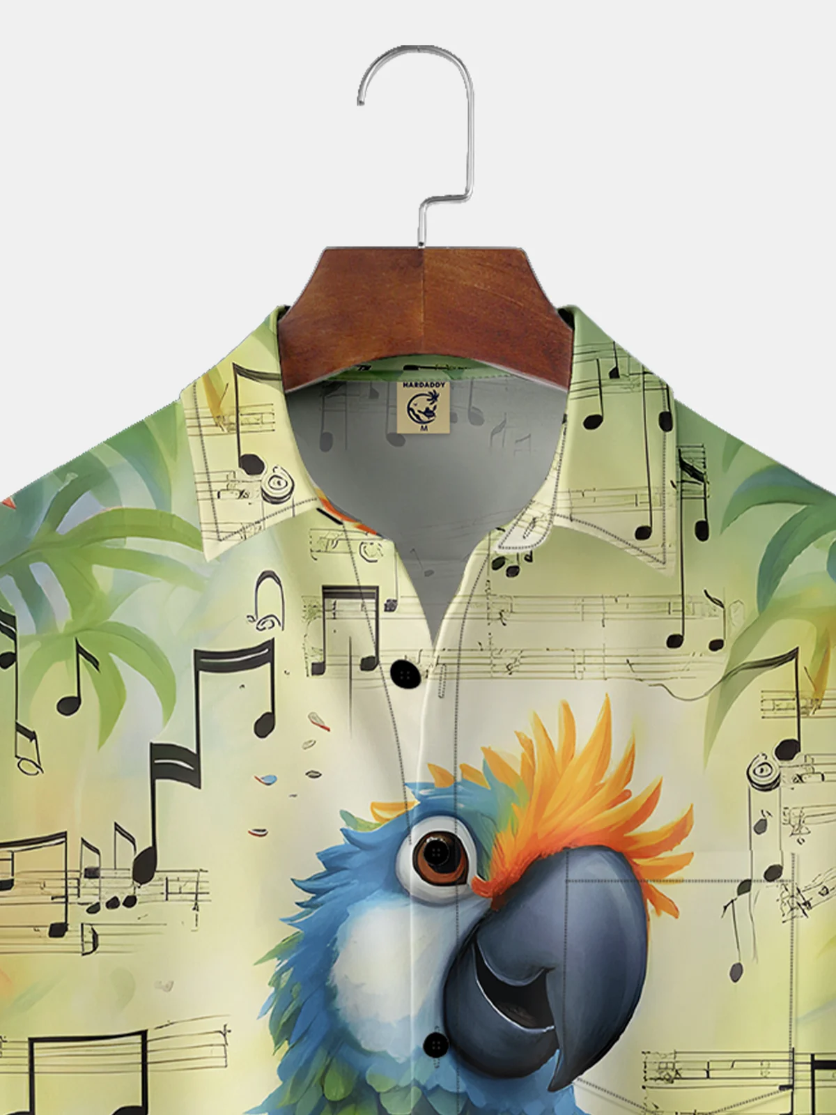 Moisture-wicking Musical Parrot Chest Pocket Hawaiian Shirt