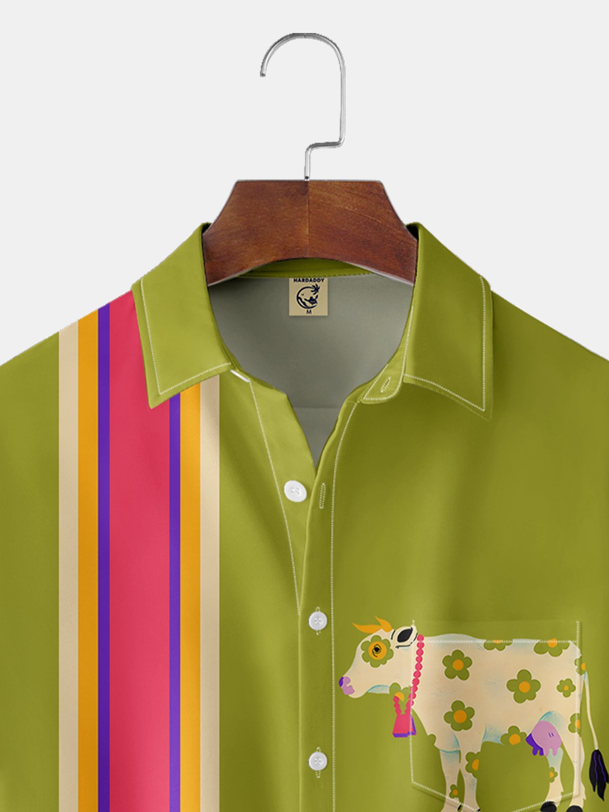 Moisture-wicking Geometric Cow Bowling Shirt By Andreea Dumuta