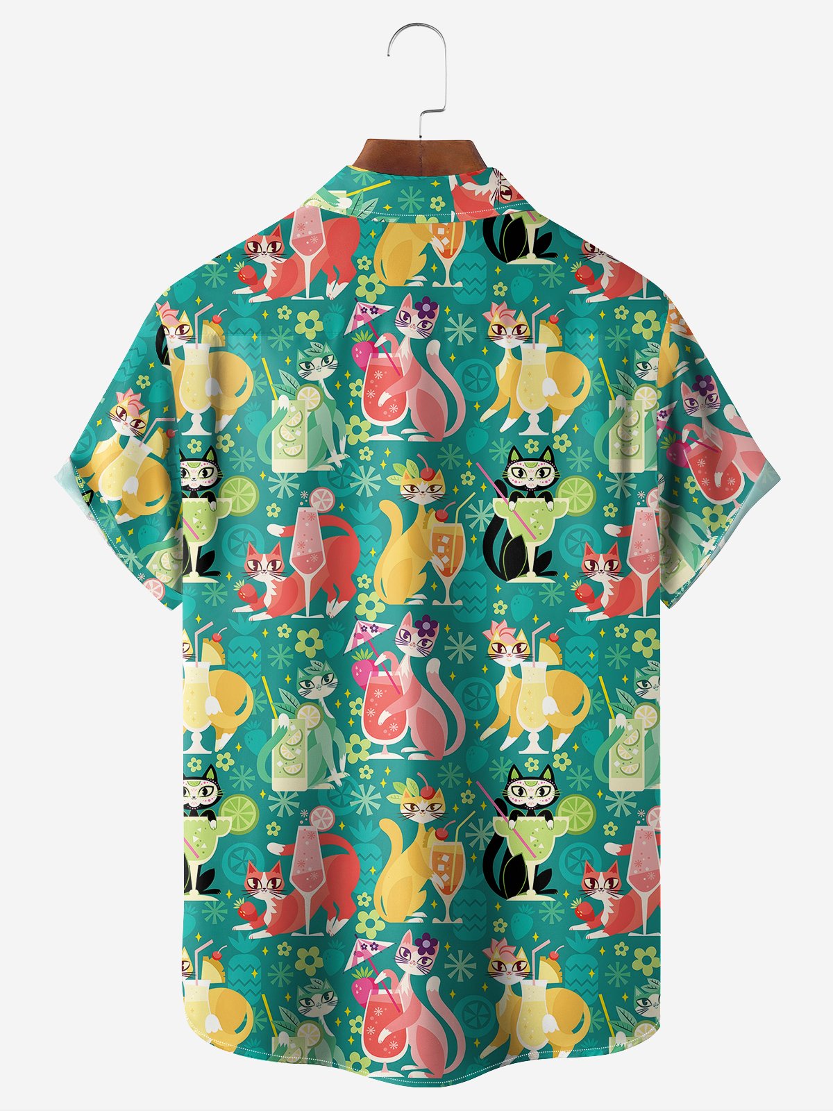 Moisture-wicking Abstract Cocktail Chest Pocket Casual Shirt