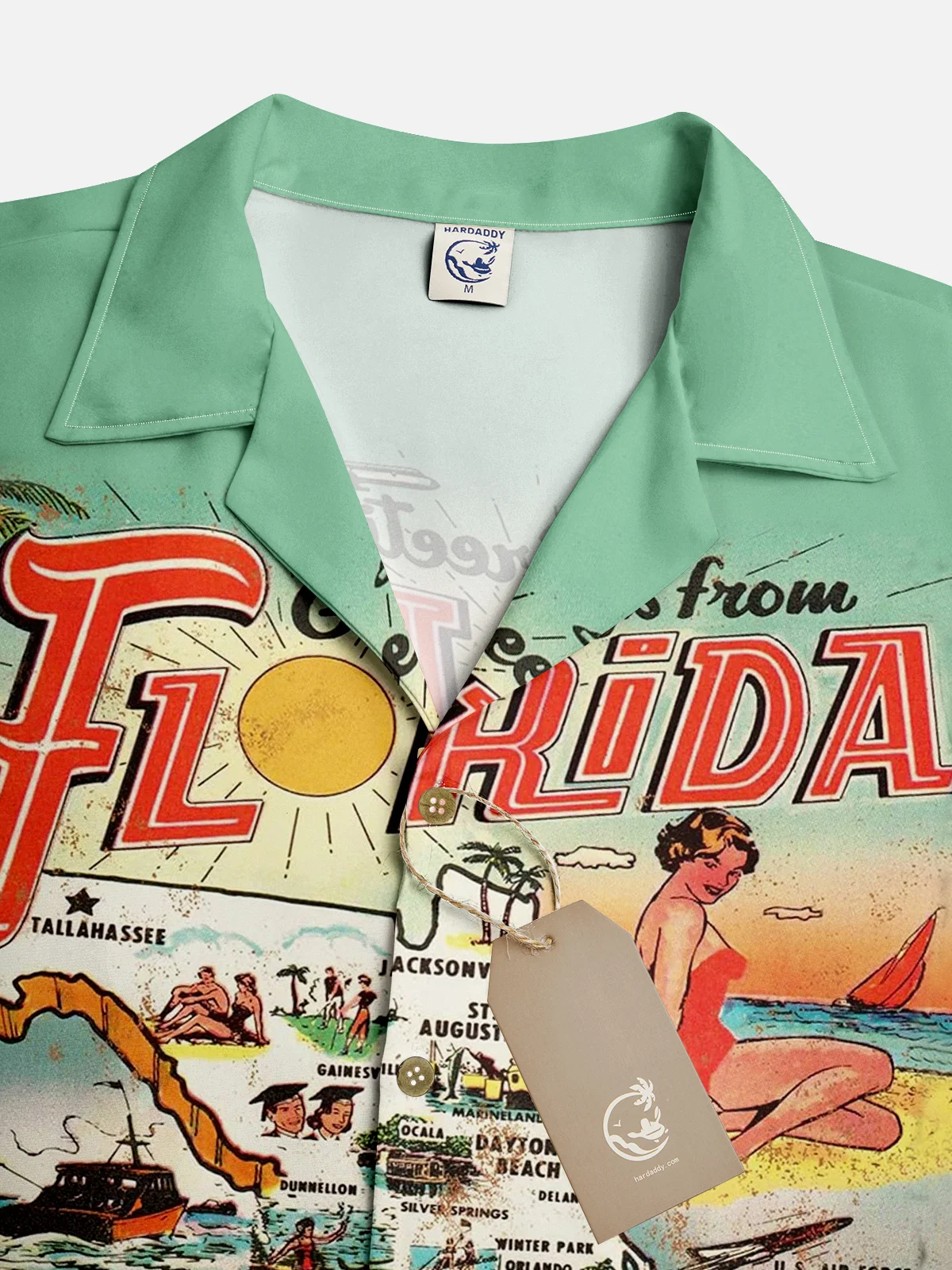 Hardaddy Moisture-wicking Vacation Map Chest Pocket Hawaiian Shirt