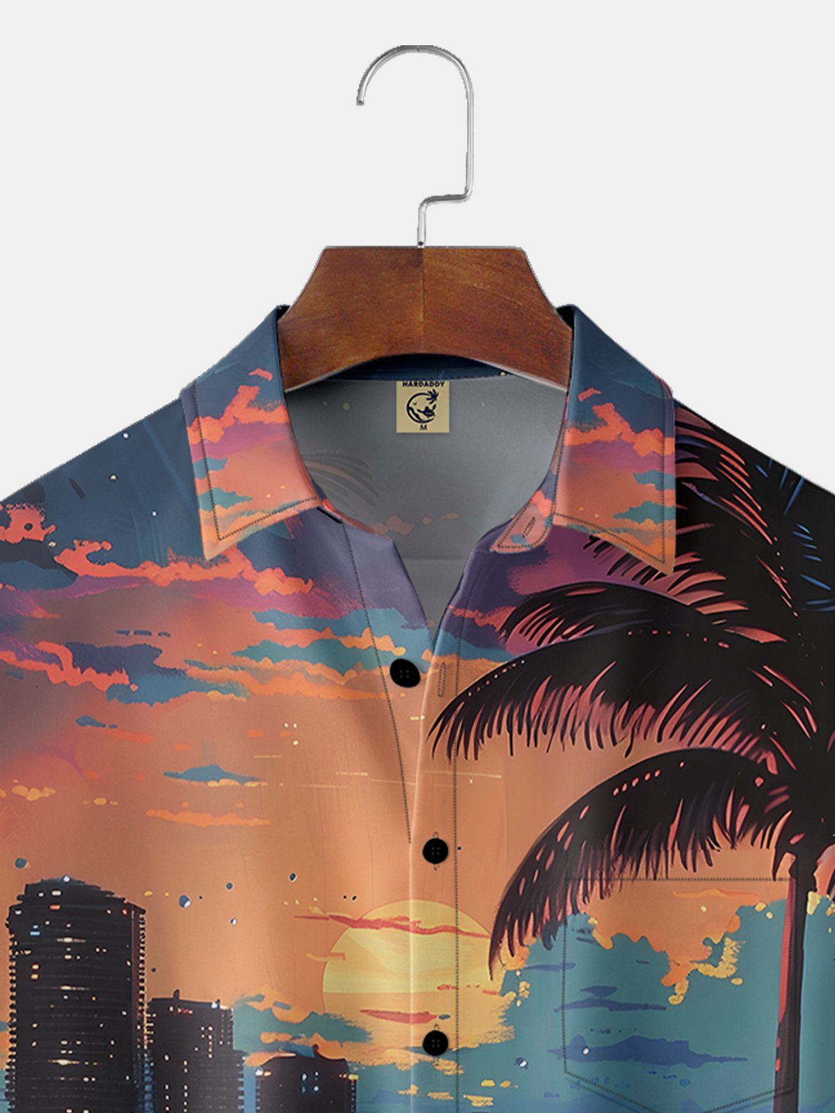 Moisture-wicking City Scenery Chest Pocket Hawaiian Shirt
