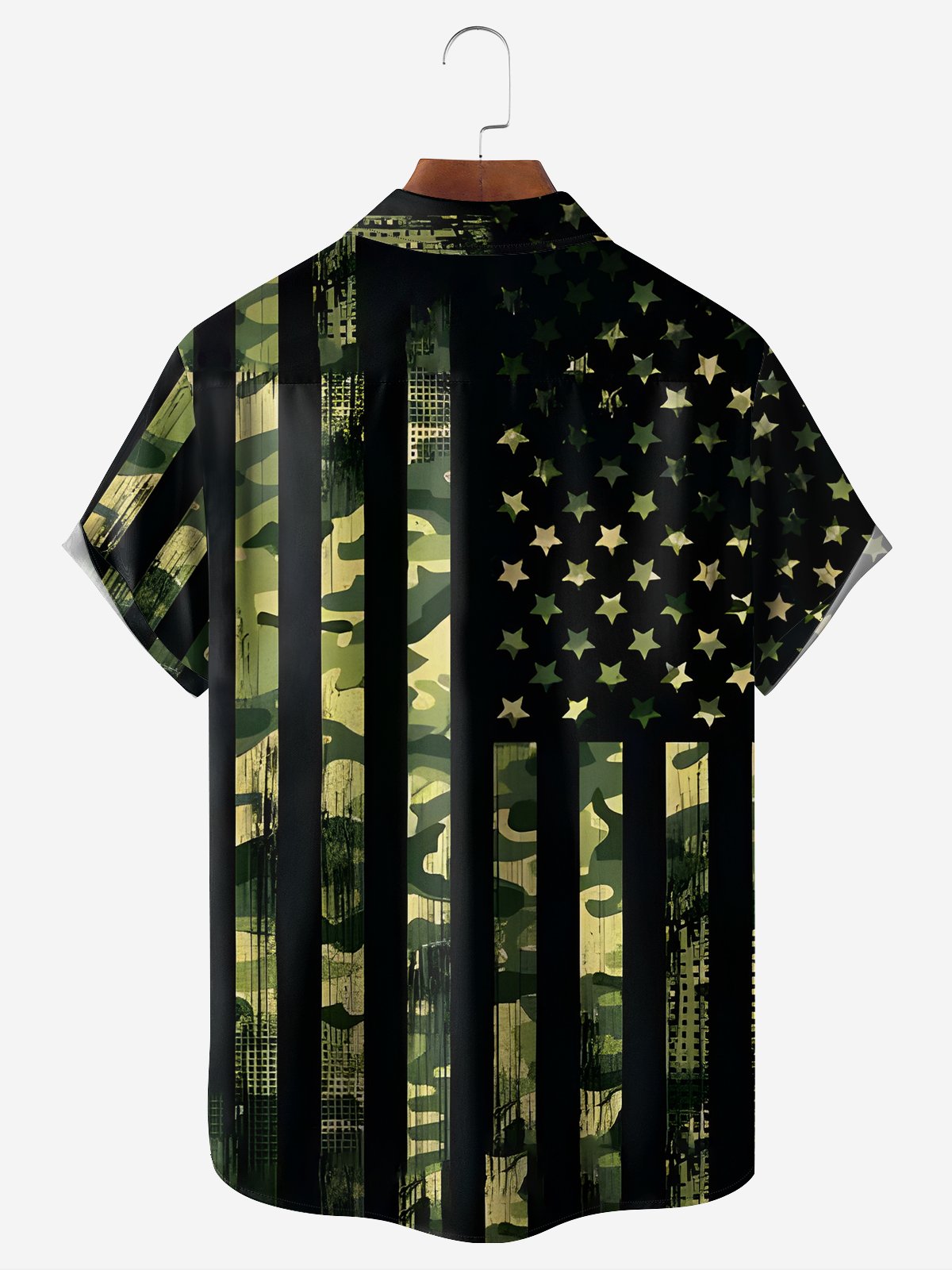 Hardaddy Moisture-wicking Breathable Camo Flag Chest Pocket Holiday Shirt