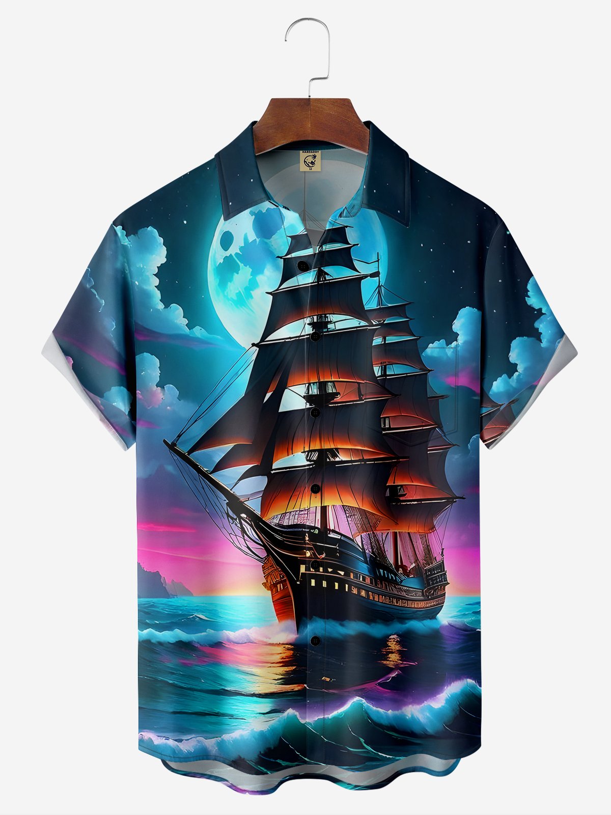 Breathable Wicking Marine Sailboat Chest Pocket Hawaiian Shirt