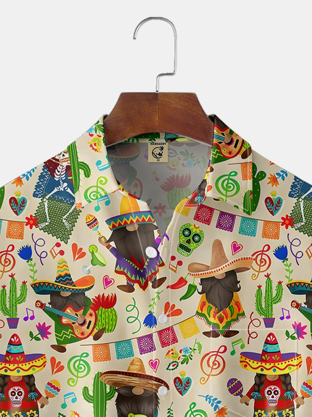 Moisture-wicking Cinco de Mayo Gnome Skeleton Chest Pocket Hawaiian Shirt