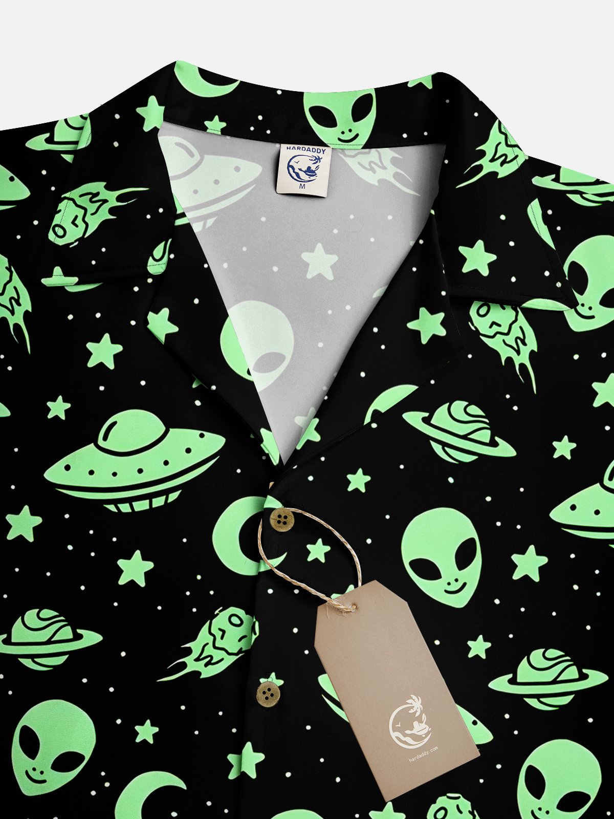 Moisture Wicking Spaceship Alien Short Sleeve Aloha Shirt