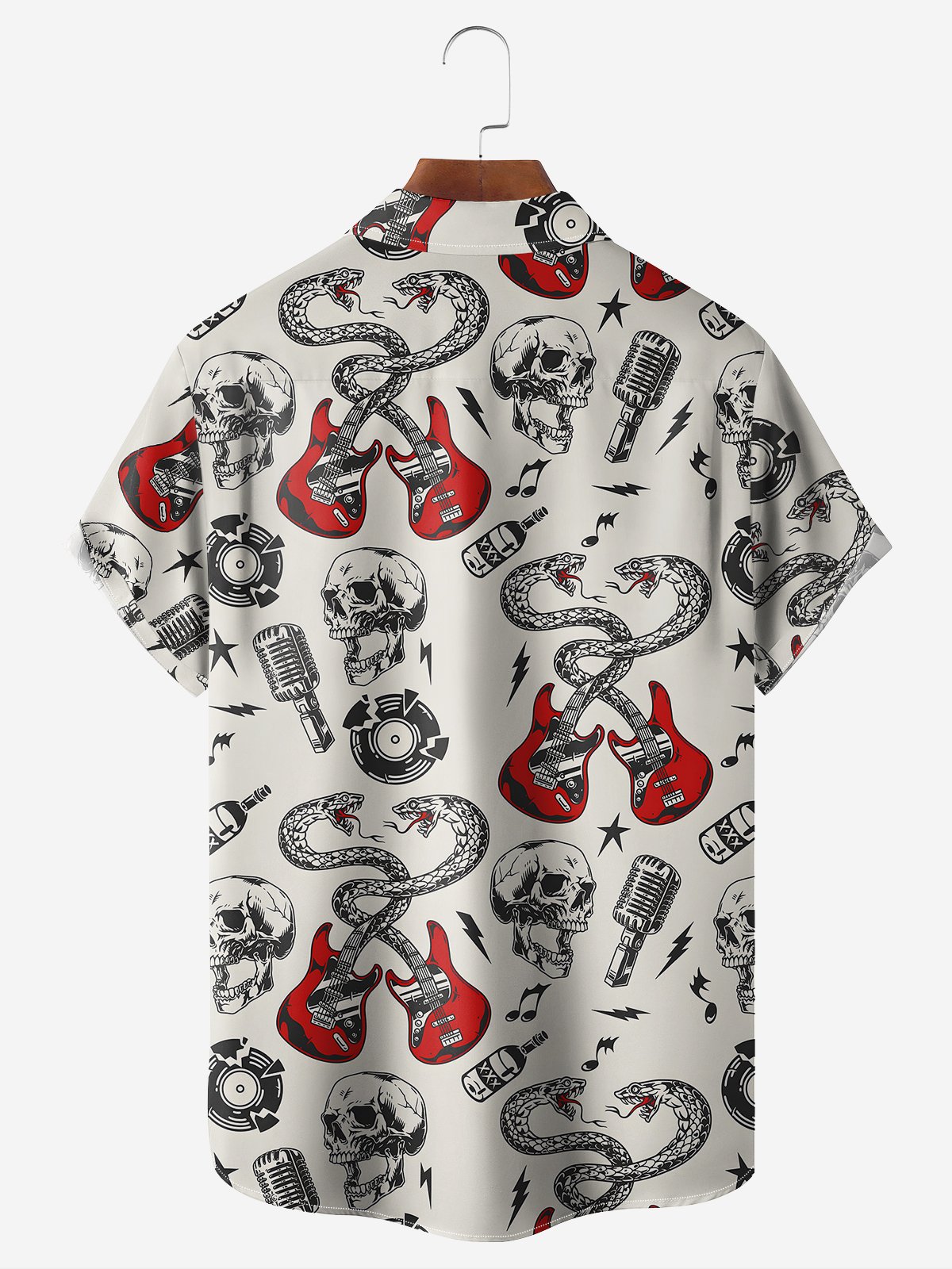 Moisture-wicking Rock Music Chest Pocket Hawaiian Shirt