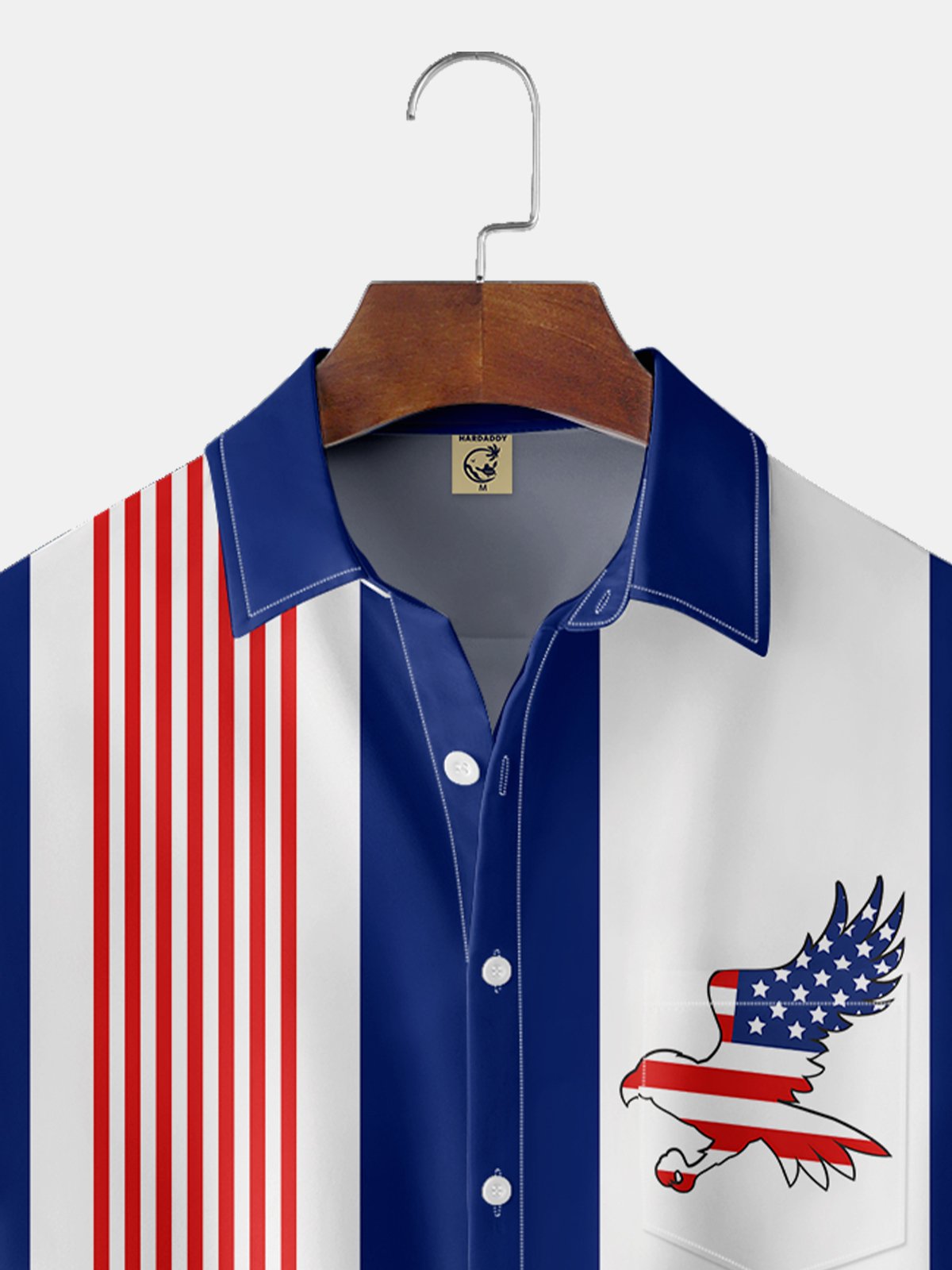 Hardaddy Moisture-wicking American Flag Eagle Chest Pocket Casual Shirt