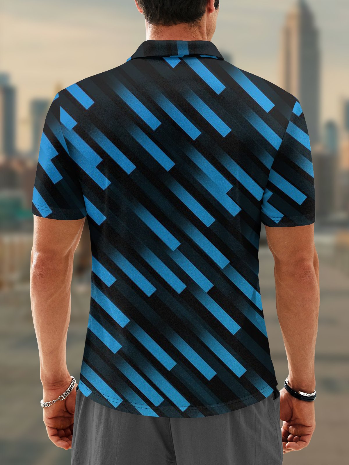 Moisture-wicking Golf Polo 3D Abstract Gradient Color Geometry