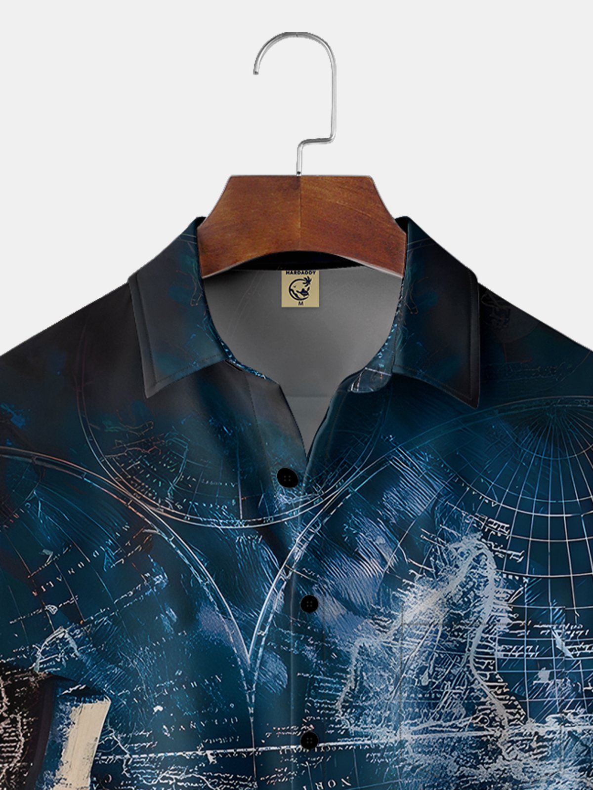 Moisture-wicking Breathable Navigation Map Chest Pocket Hawaiian Shirt