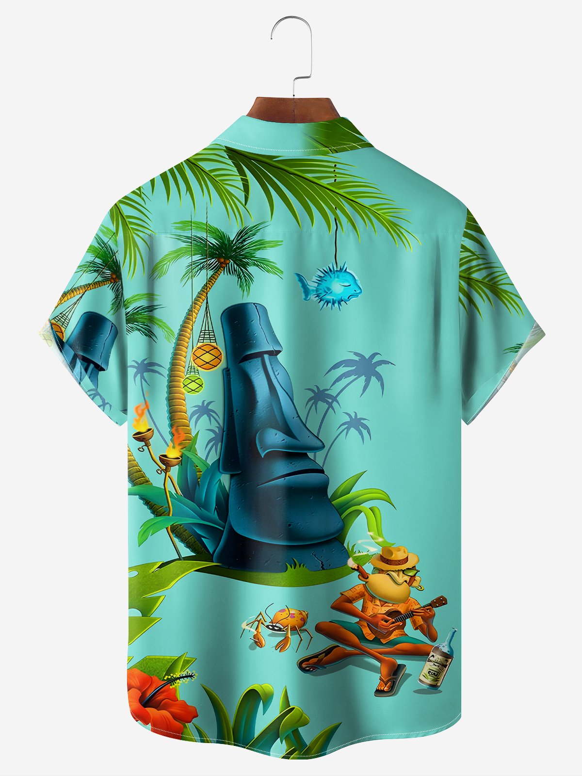 Breathable Wicking Tiki Chest Pocket Hawaiian Shirt