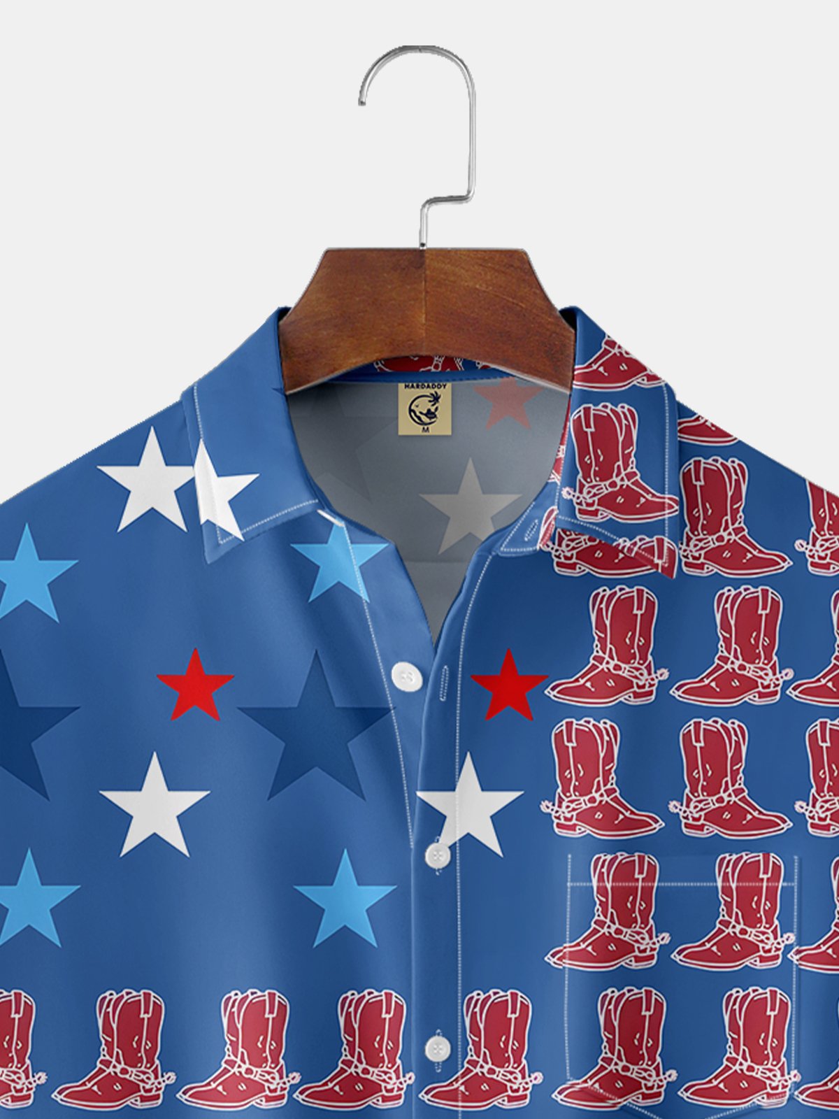 Moisture-wicking Flag Western Denim Chest Pocket Casual Shirt