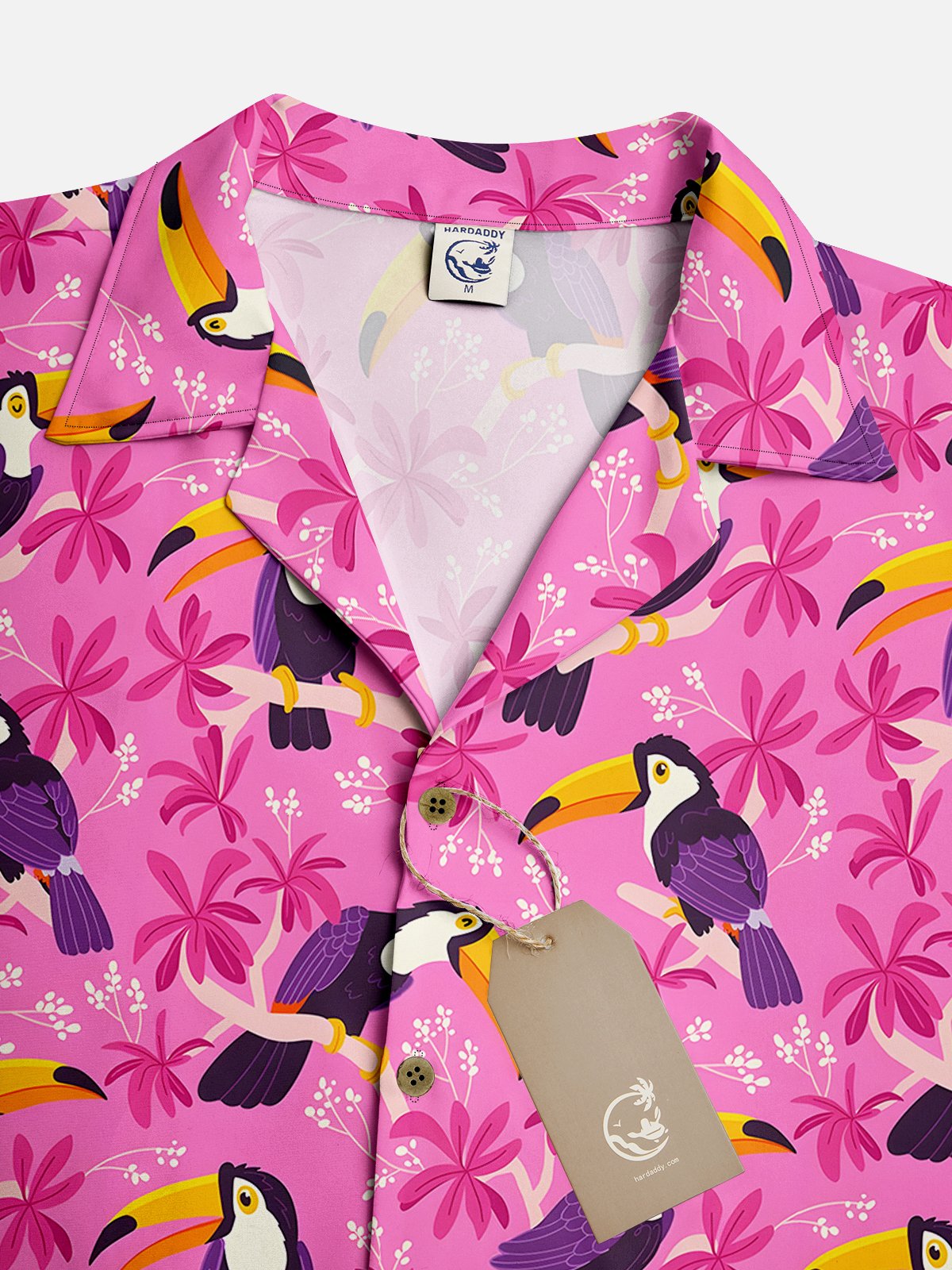 Moisture-wicking Tropical Plant Toucan Short Sleeve Aloha Shirt