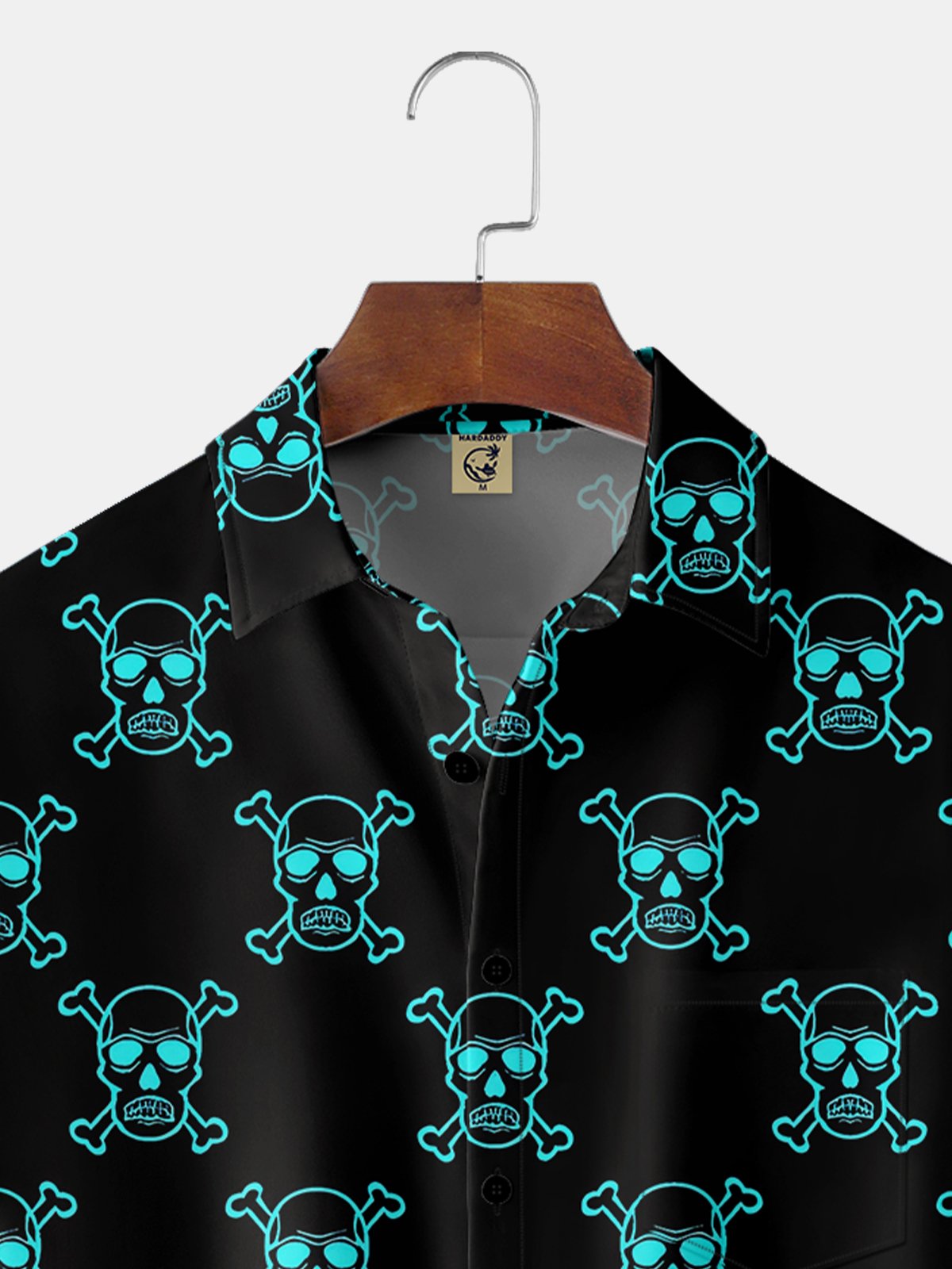 Moisture-wicking Skull Chest Pocket Hawaiian Shirt